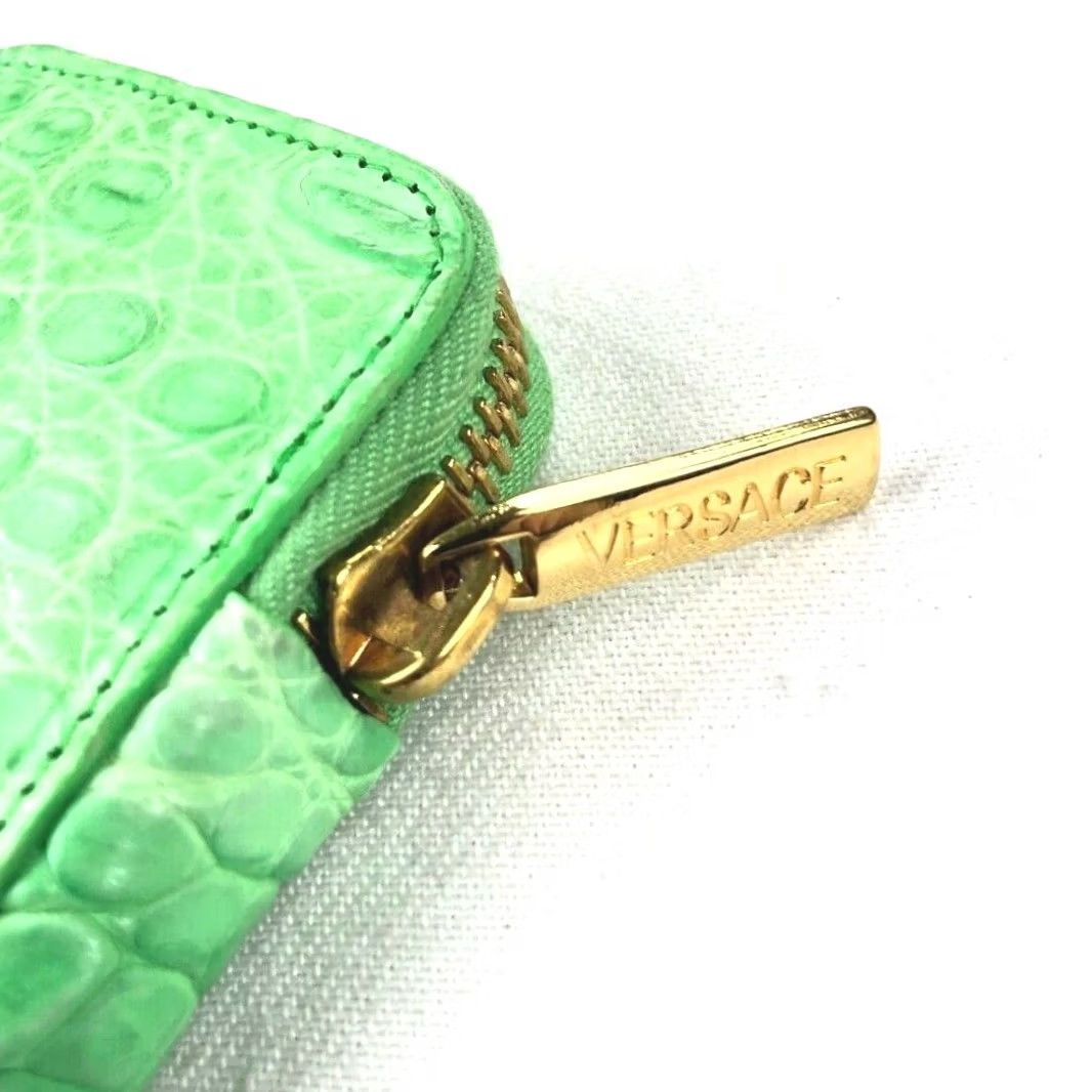 Versace VINTAGE Gianni Versace Keychain Wallet Crocodile Alligator Lime Green Mens Wallet Accessories Size ONE SIZE - 2 Thumbnail