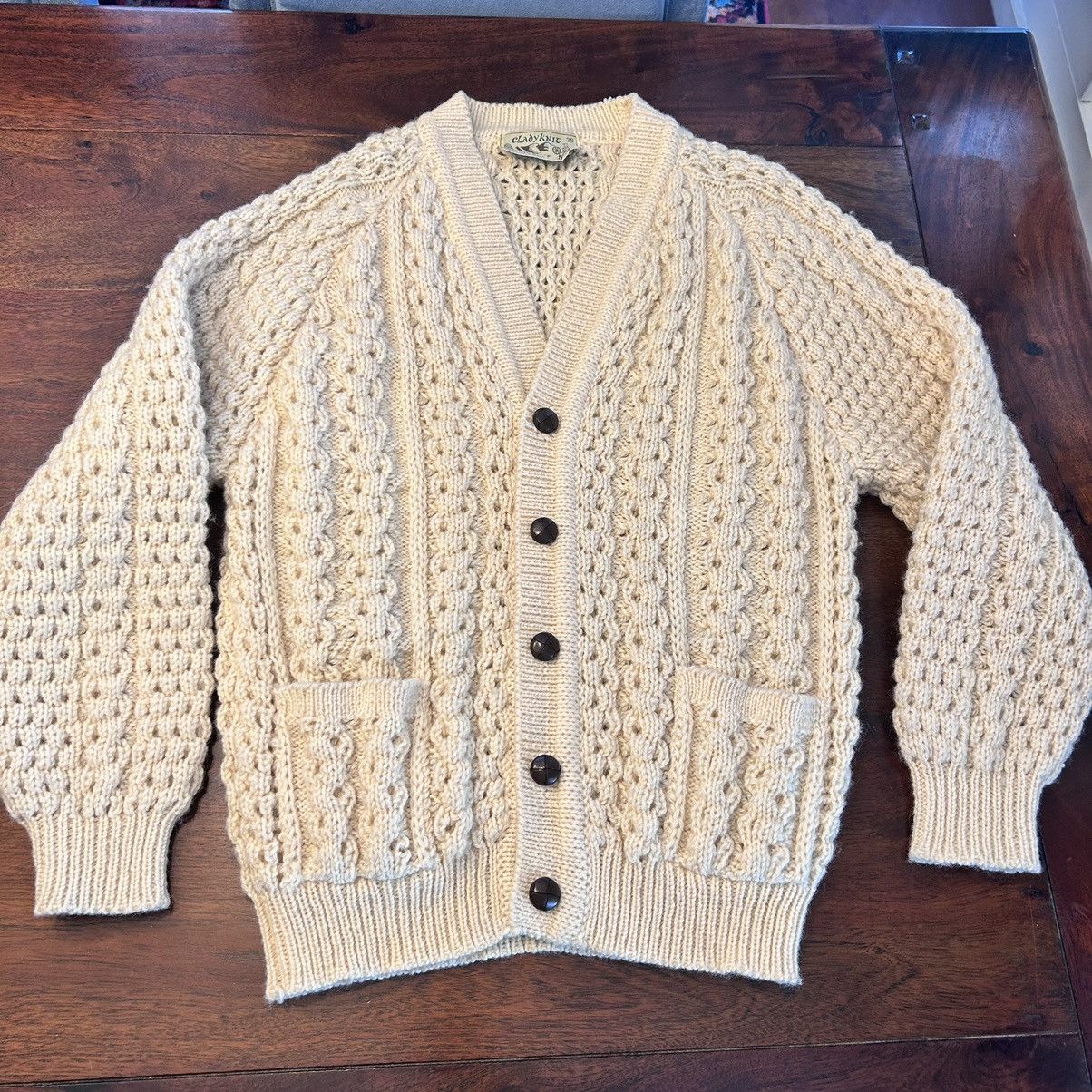 Vintage Clady Knit Aran Irish Wool Fisherman Cardigan Cableknit 38 Size US S / EU 44-46 / 1 - 1 Thumbnail