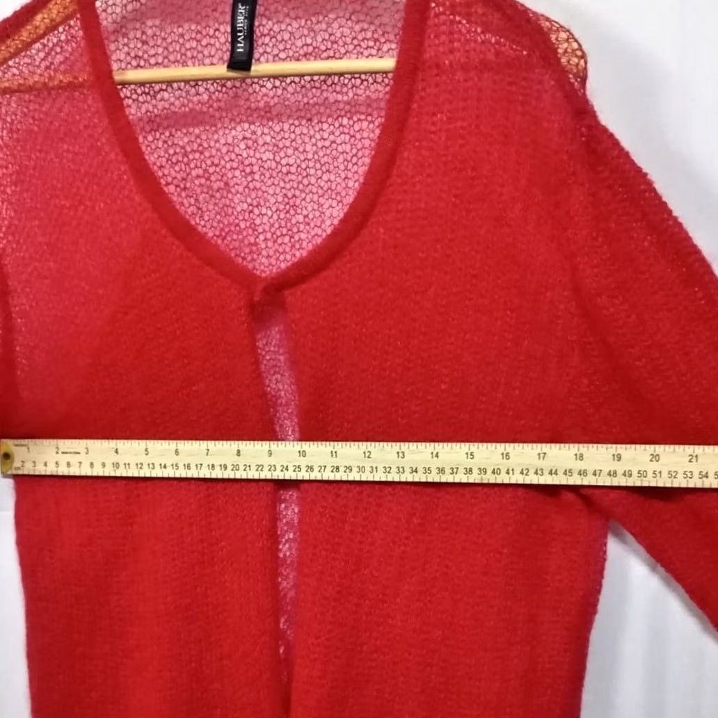 Vintage Hauber Cardigan Red Solid Mohair Blend Knit Size 16 Womens Size XXL / US 16-18 / IT 52-54 - 6 Thumbnail