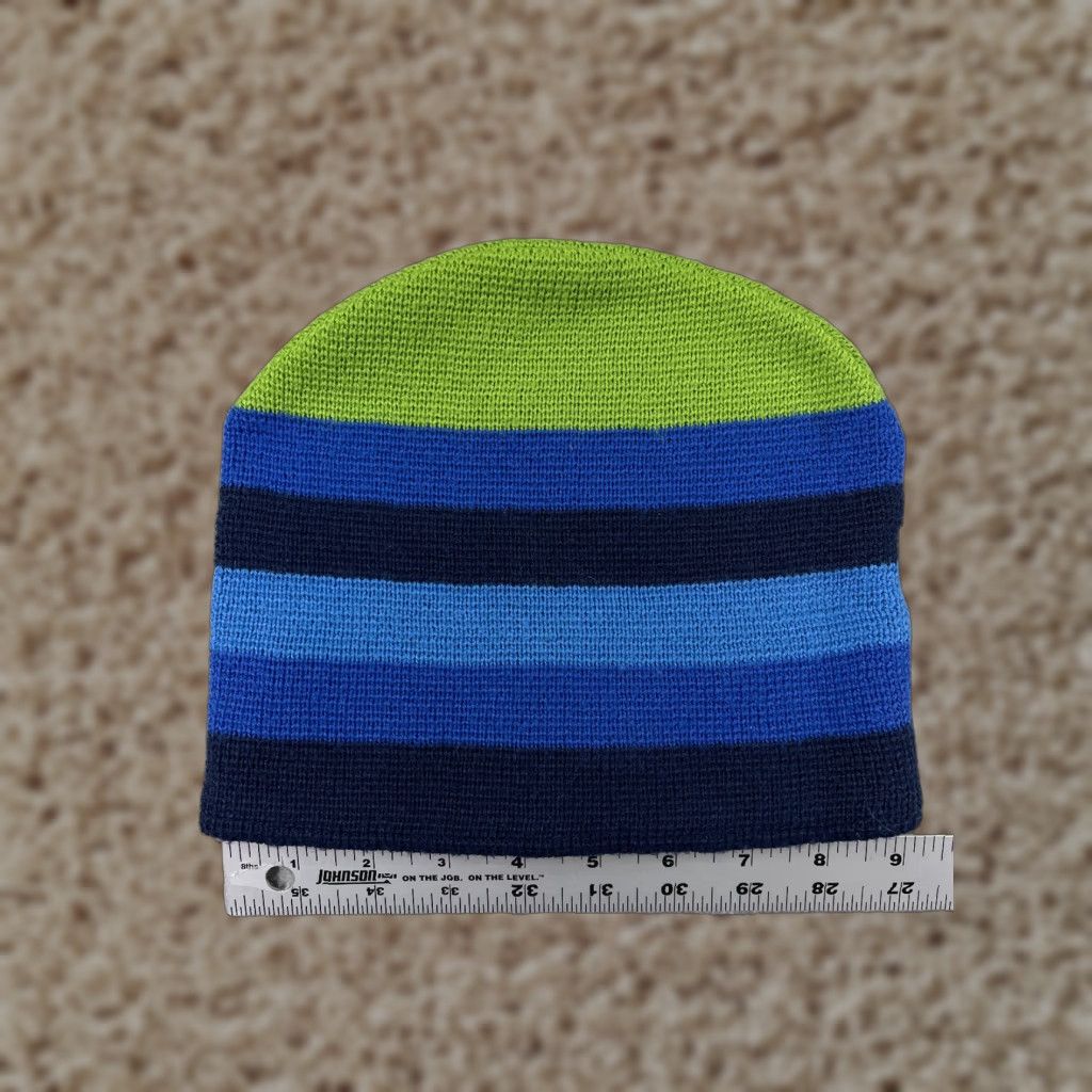 Gap Gap Beanie Toque Adult Extra Large Green Blue Knit Stripe Wool Acrylic Blend Size ONE SIZE - 1 Thumbnail