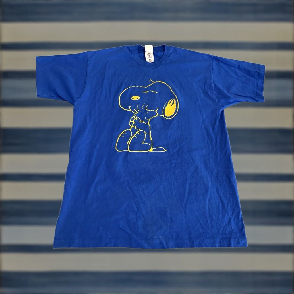 Peanuts VINTAGE Too Cute Inc Peanuts Snoopy Embroidered Blue T-Shirt XL Crew Neck Short Sleeve Men MENS Size US XL / EU 56 / 4 - 1 Thumbnail