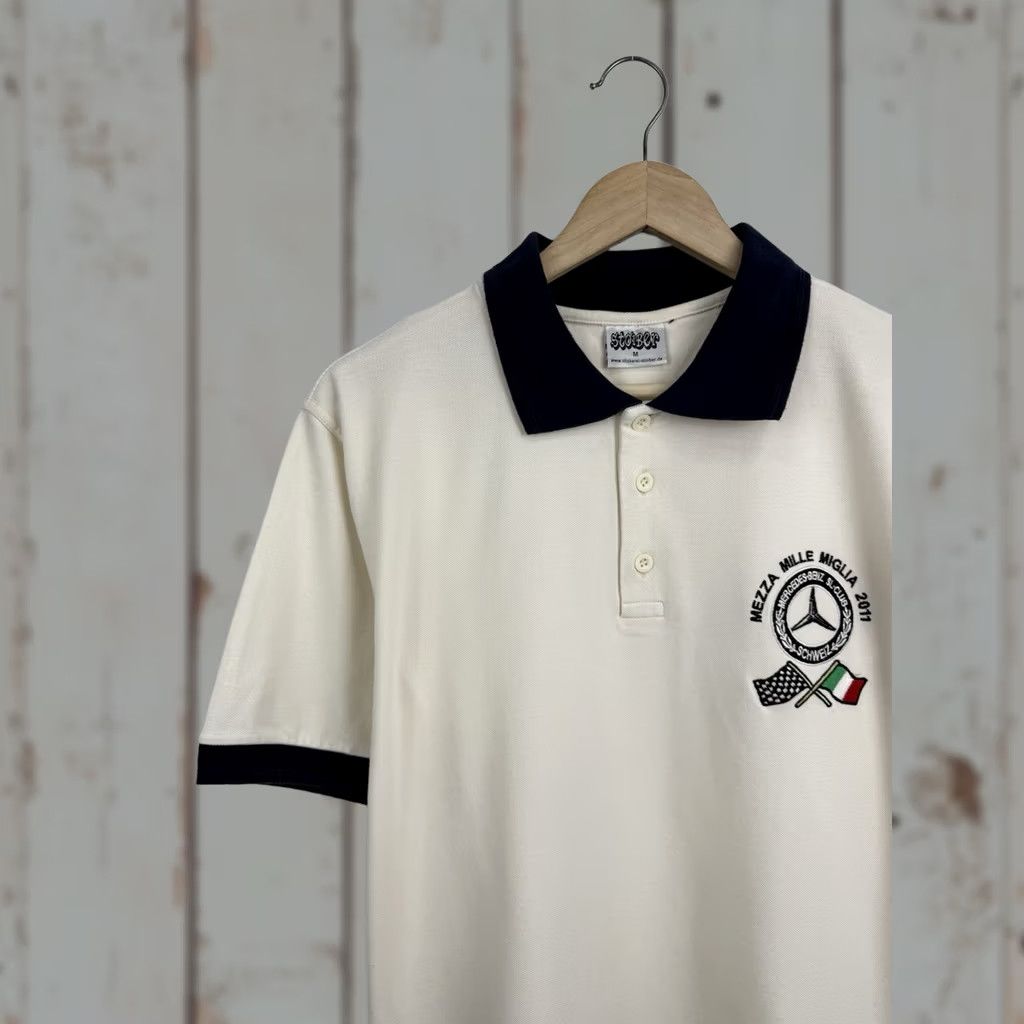 Mercedes-Benz 🇮🇹 Vintage 2011 Mercedes Benz Club Schweiz Mezza Mille Miglia Polo Shirt M Beige Size US M / EU 48-50 / 2 - 1 Thumbnail