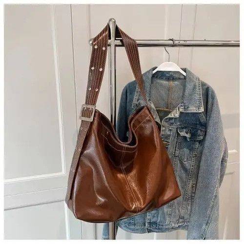 Brown soft leather shoulder bag