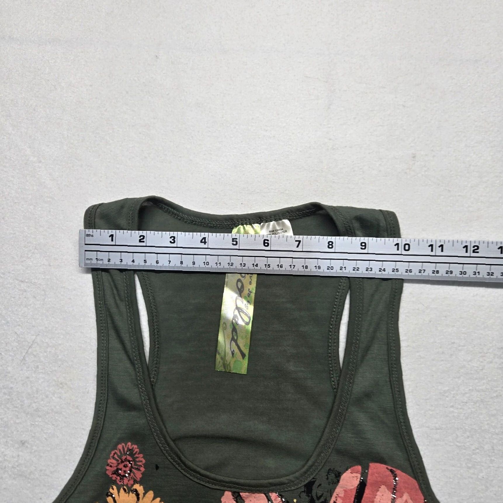 Vintage Live To Be Spoiled Shirt Tank Sleeveless Racerback M Green Floral Women Size M / US 6-8 / IT 42-44 - 4 Thumbnail