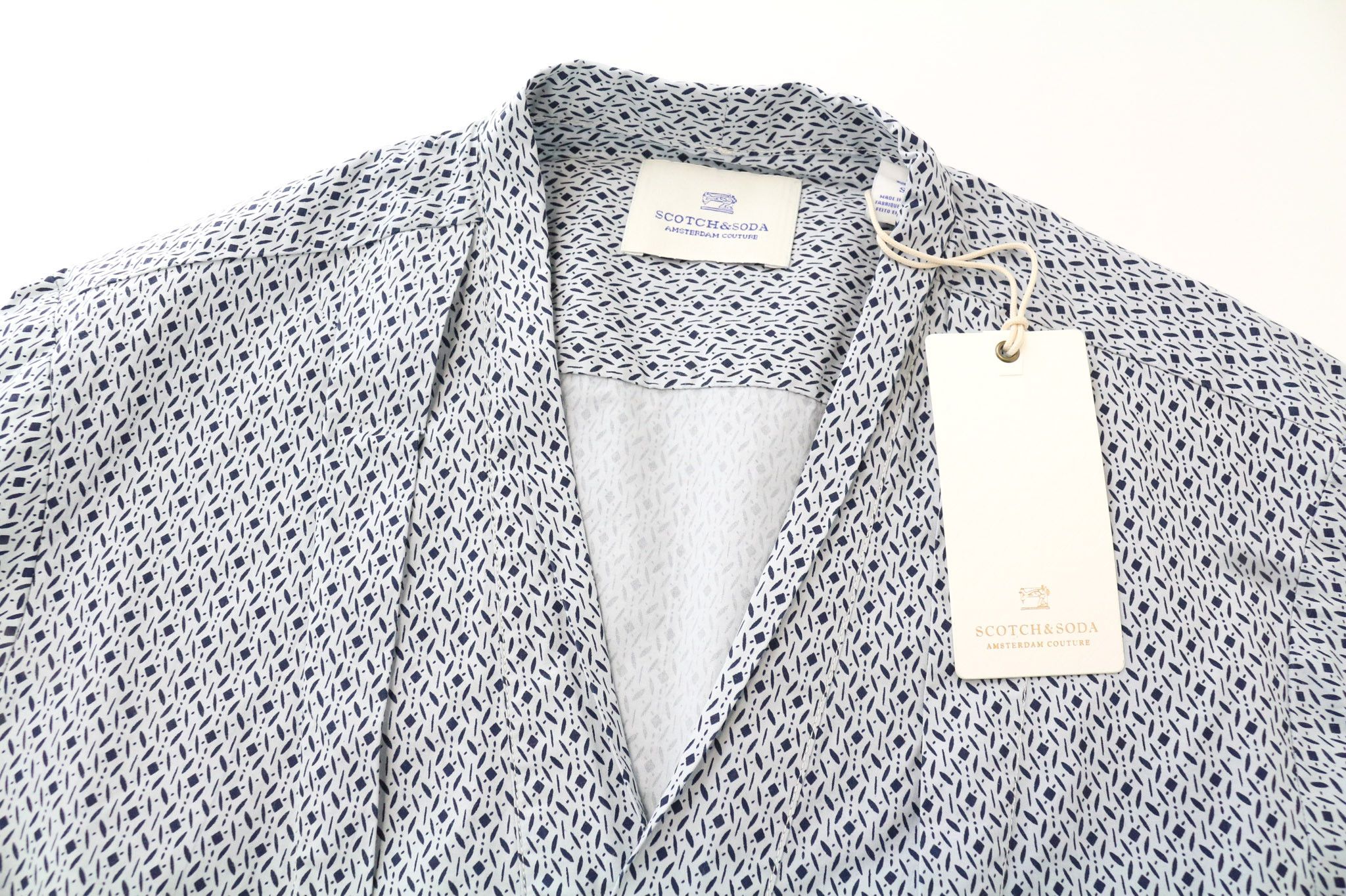 Scotch & Soda S Blue Pattern Cotton Poplin Shirt 75018 Size US S / EU 44-46 / 1 - 3 Thumbnail