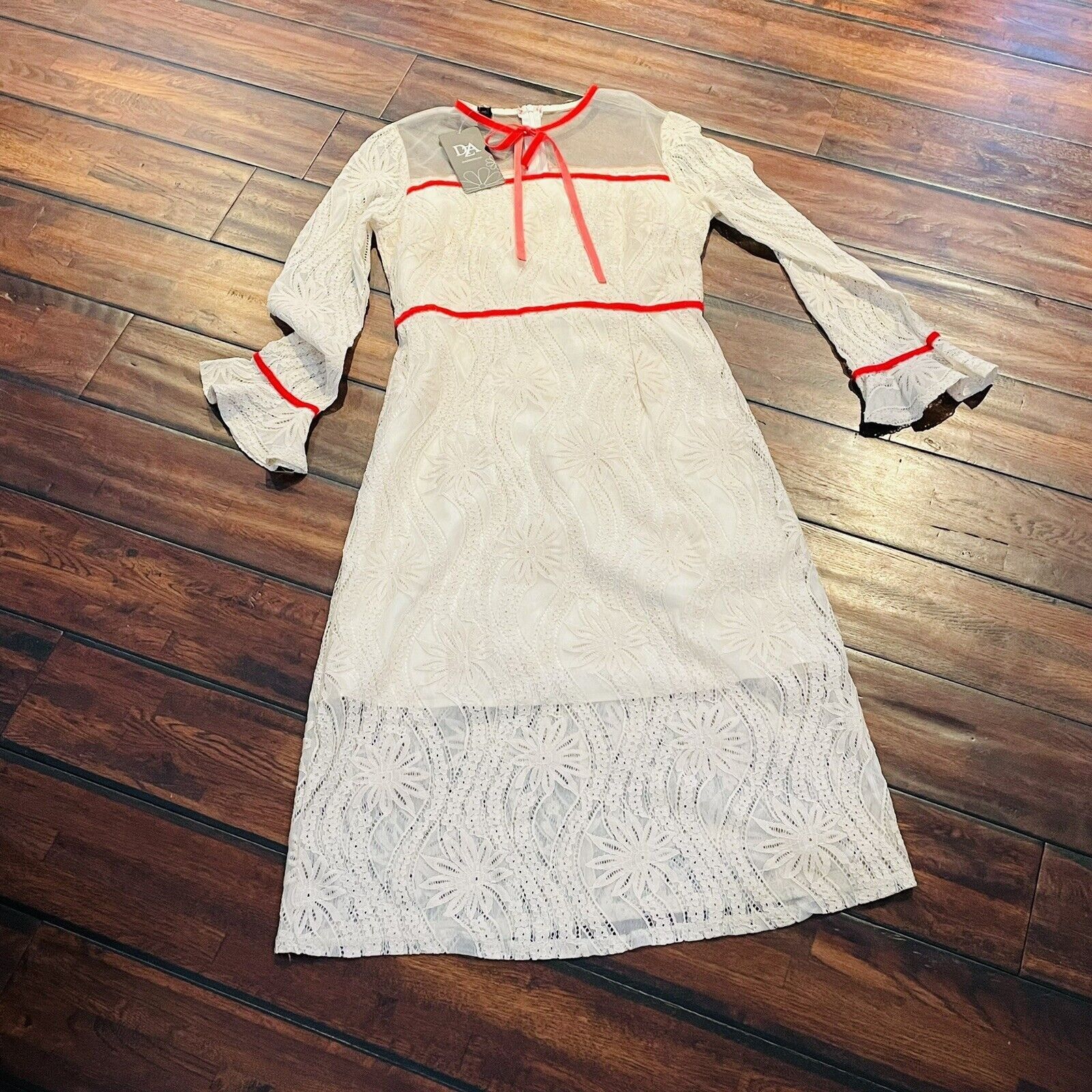 Other Dza Midi Dress Women's Medium Long Sleeve Slip Covered In La Size M / US 6-8 / IT 42-44 - 6 Thumbnail