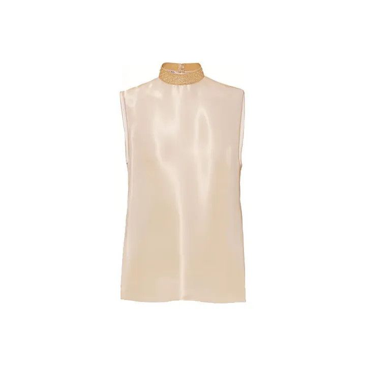 Miu Miu Miu Miu FW21 Sleeveless Chiffon Top for Women 0079 Size S / US 4 / IT 40 - 1 Thumbnail