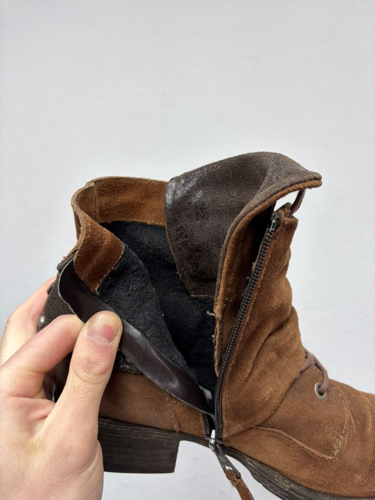 If Six Was Nine Vintage Italian AS 98 Rick Owens Style Leather Biker Boots Size US 6.5 / EU 39-40 - 12 Thumbnail