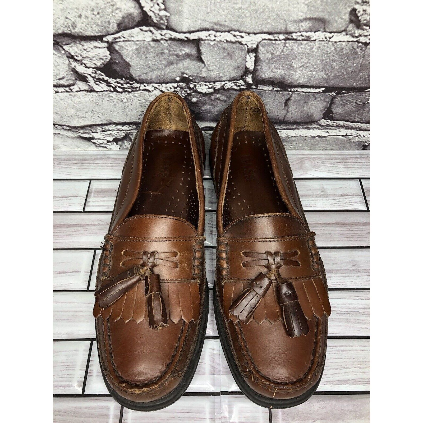 Bass Bass Strout Brown Leather Tassel Loafers SlipOn Casual Shoes Size US 7.5 / EU 40-41 - 9 Thumbnail