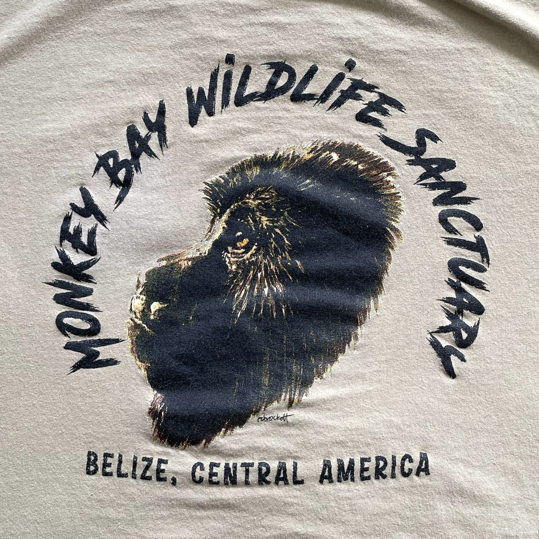 Vintage VINTAGE Yazbek Belize T-Shirt Medium Monkey Bay Beige Nature Wildlife Graphic Tee Mens Size US M / EU 48-50 / 2 - 2 Thumbnail