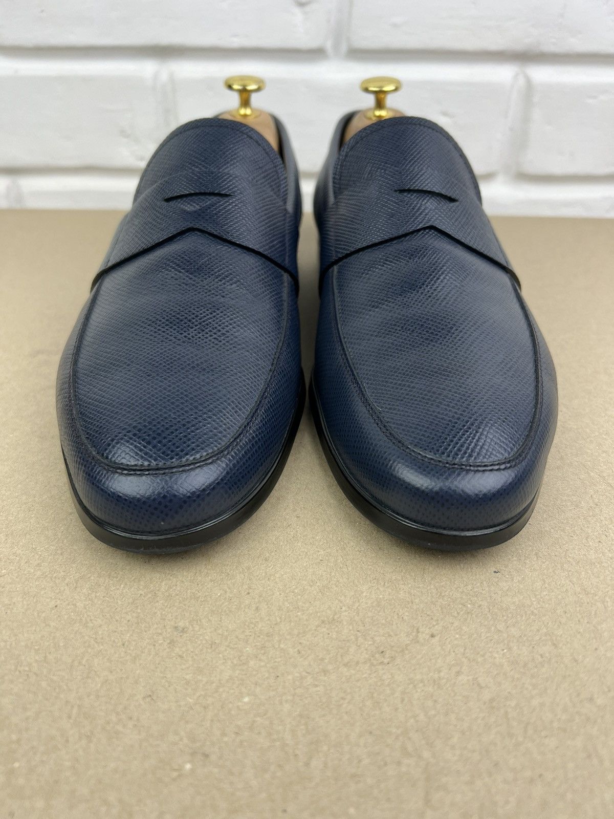 Prada PRADA MILANO Loafers Leather Saffiano Penny Shoes Blue Men's Size US 9 / EU 42 - 6 Thumbnail
