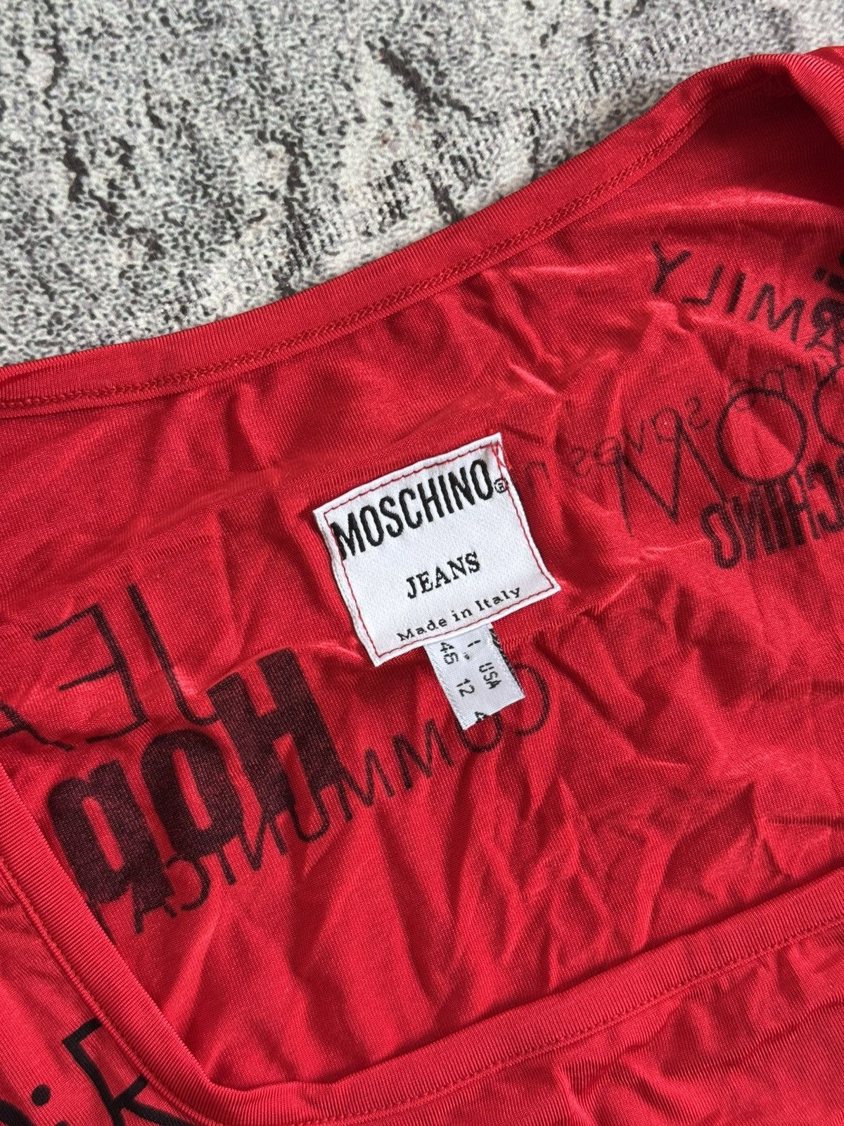Designer × Moschino × Vintage Moschino Jeans I46/US12/GB16 all printed tee Avantgarde top Size XL / US 12-14 / IT 48-50 - 5 Thumbnail
