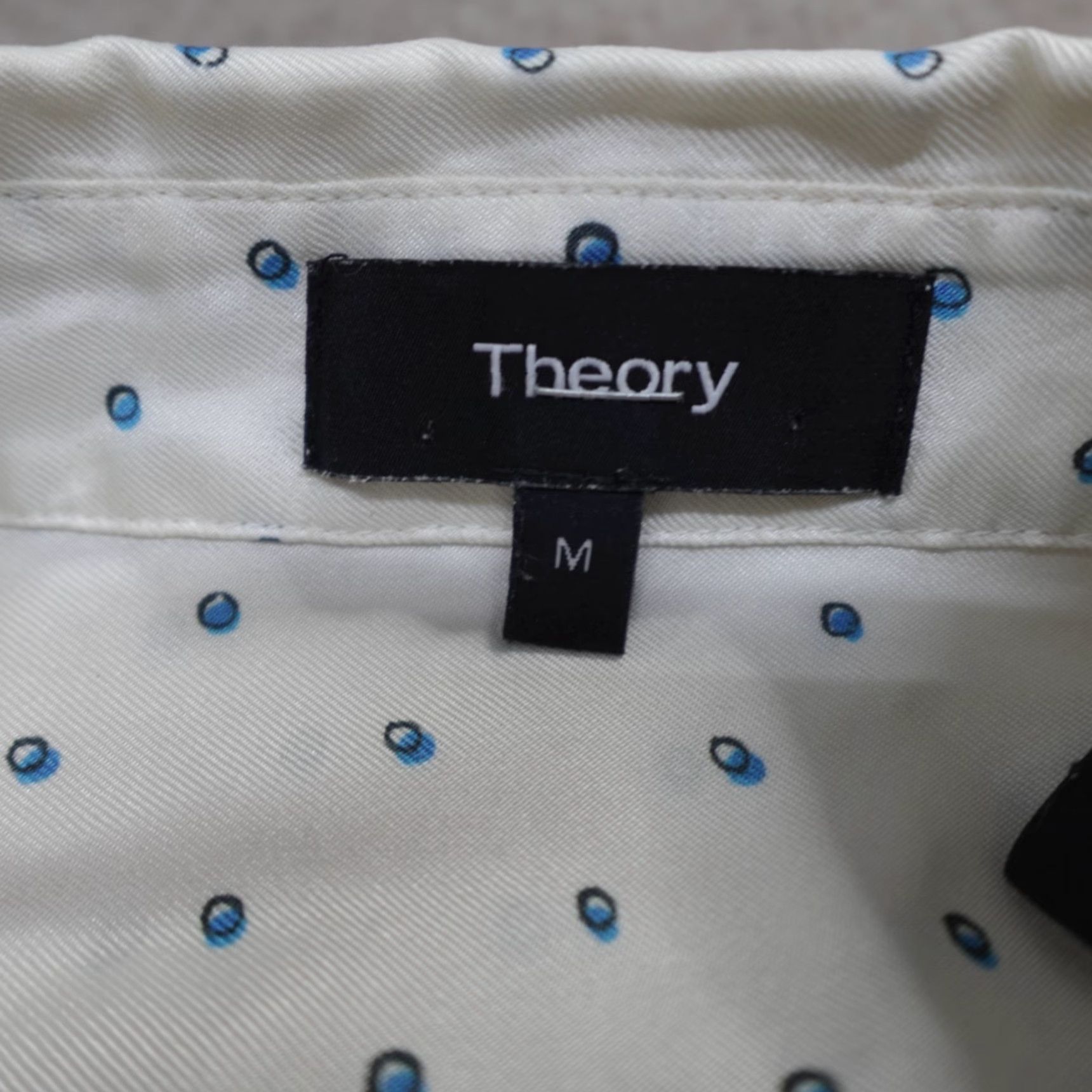 Theory Theory Womens Shirt Medium Ivory Polka Dot Silk Blouse Size M / US 6-8 / IT 42-44 - 4 Thumbnail
