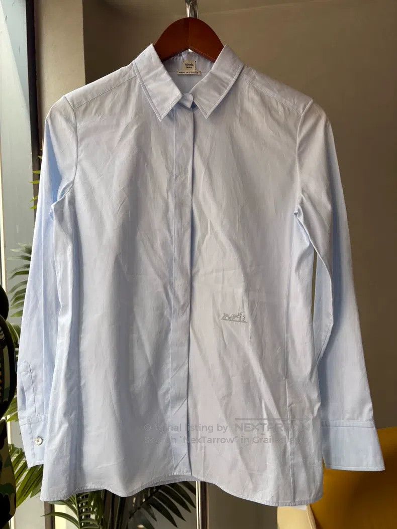 Hermes Hermes Blue embroidered shirt Size XS / US 0-2 / IT 36-38 - 1 Thumbnail