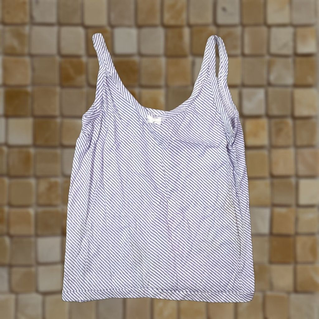 Vintage VTG 80s Purple Striped Womens Small Cami Camisole Sleep Lounge Tank Bow Lingerie Size ONE SIZE - 1 Thumbnail