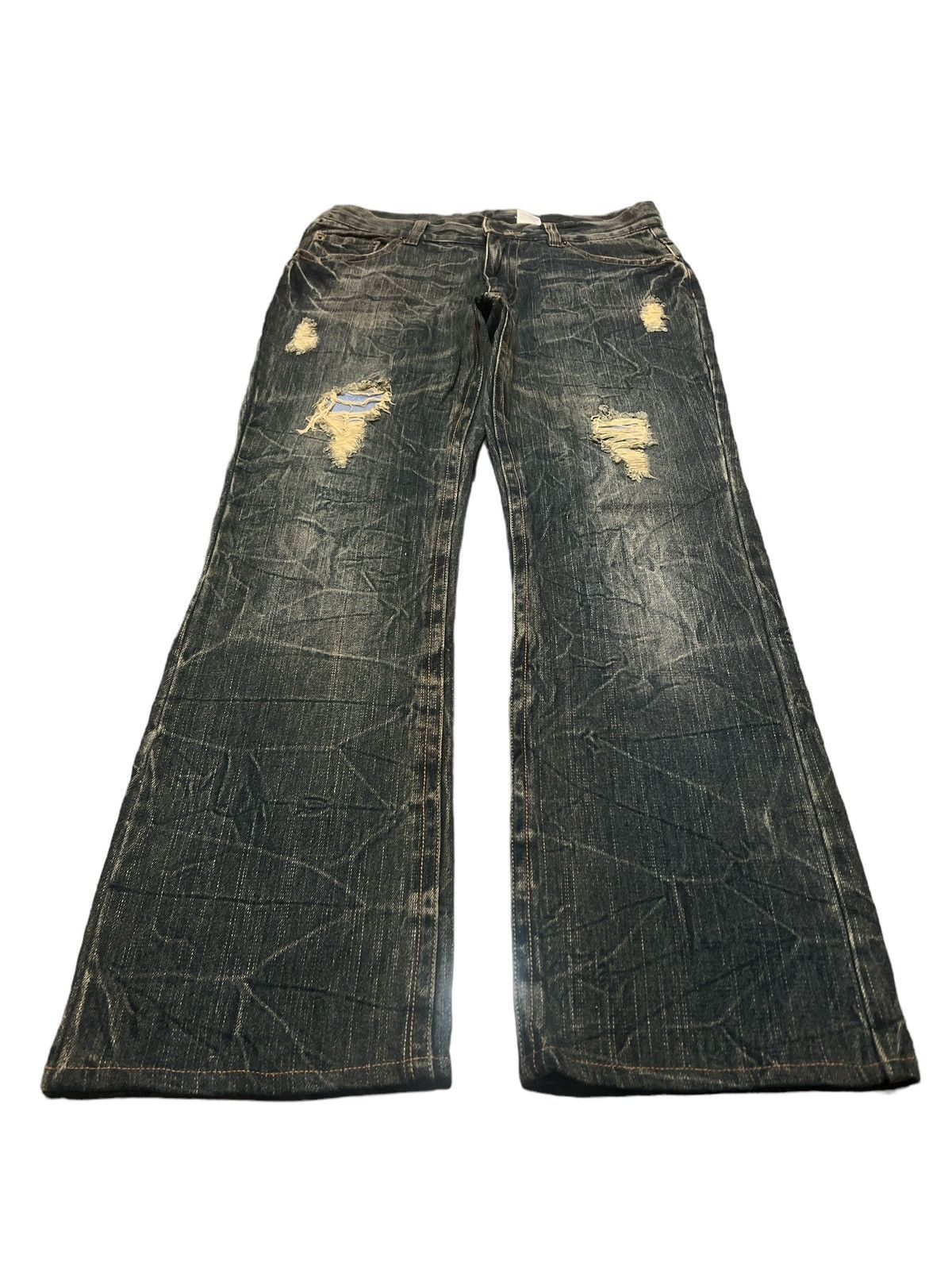 Japanese Brand UNKNOW DISTRESSED DENIM PANT Size US 30 / EU 46 - 2 Thumbnail