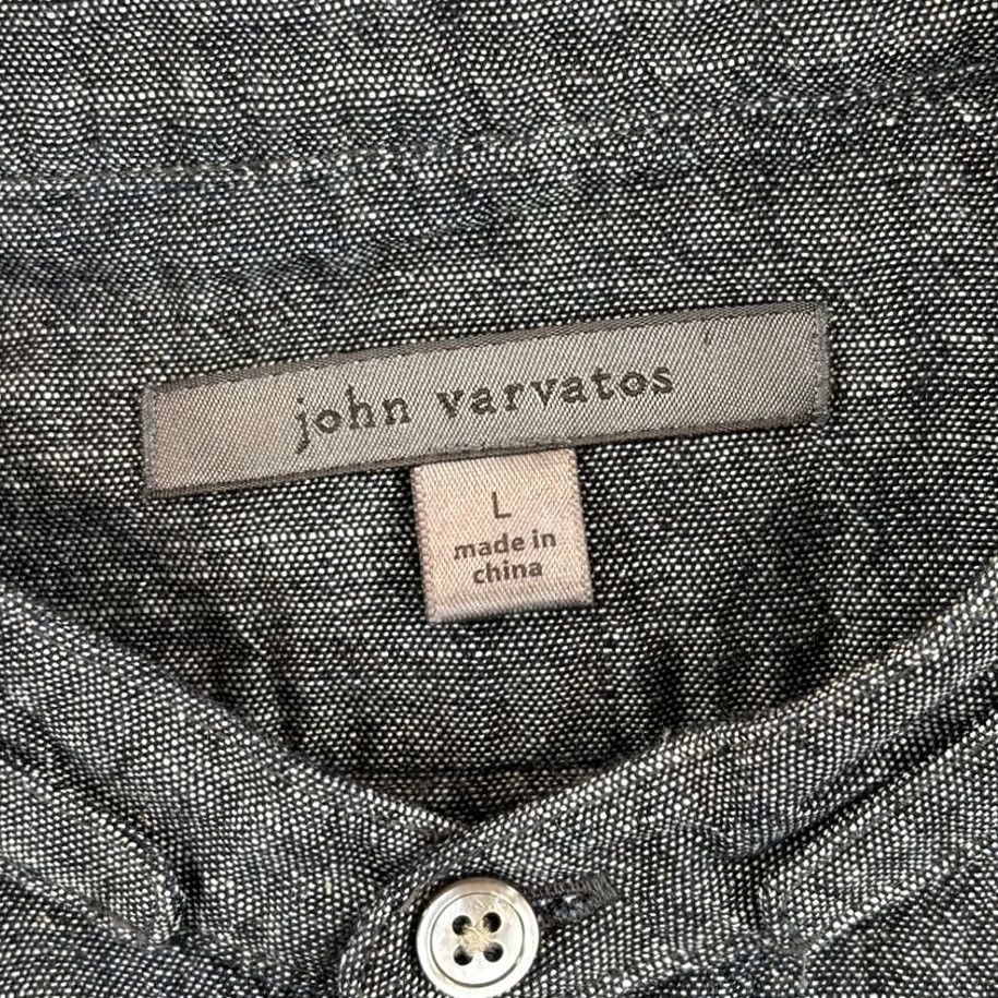 John Varvatos John Varvatos Collection Grey Chambray Mandarin Band Collar Button-Up Shirt Men Large Size US L / EU 52-54 / 3 - 2 Thumbnail