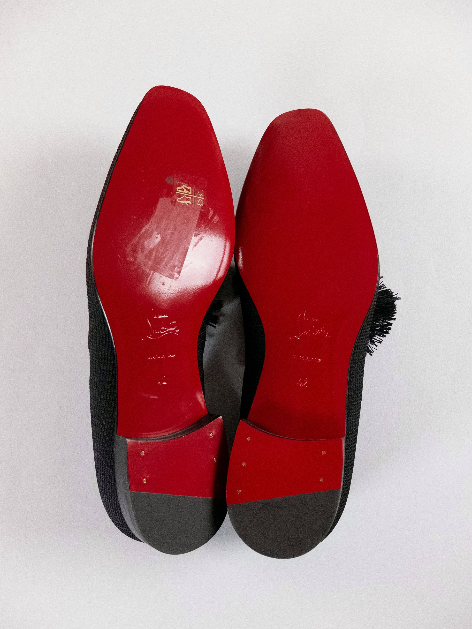 Christian Louboutin CHRISTIAN LOUBOUTIN Officialito black fabric tassel loafers Size US 9 / EU 42 - 8 Thumbnail