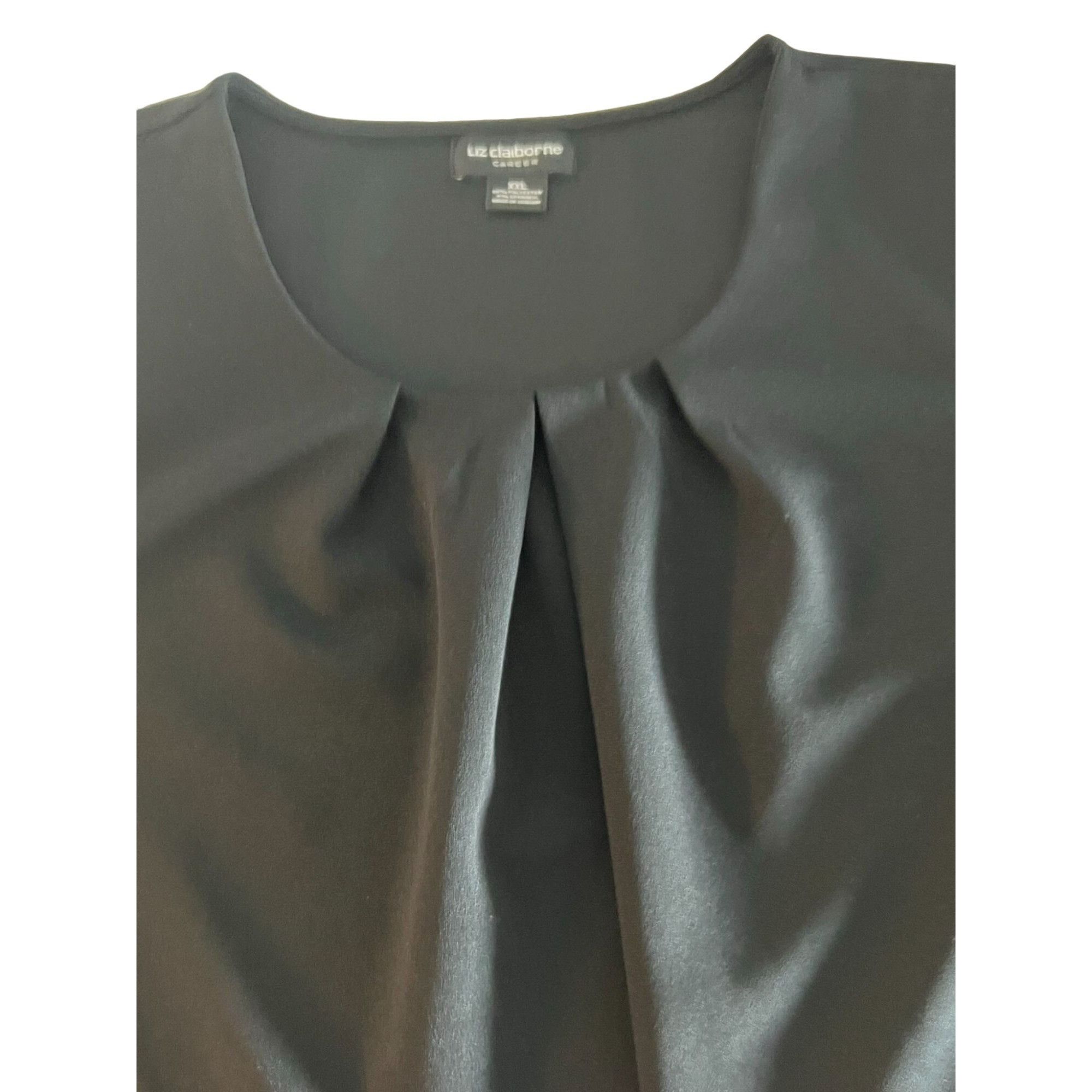 Liz Claiborne Liz Claiborne Black Short Sleeved Blouse XXL Size XXL / US 16-18 / IT 52-54 - 3 Thumbnail