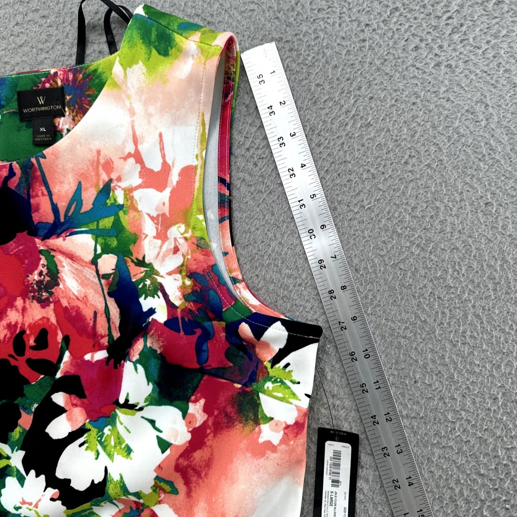Worthington Worthington Dress Women’s XL Casual Floral Sleeveless V-Neck Multicolor Knee Length Stretch Size XL / US 12-14 / IT 48-50 - 7 Thumbnail