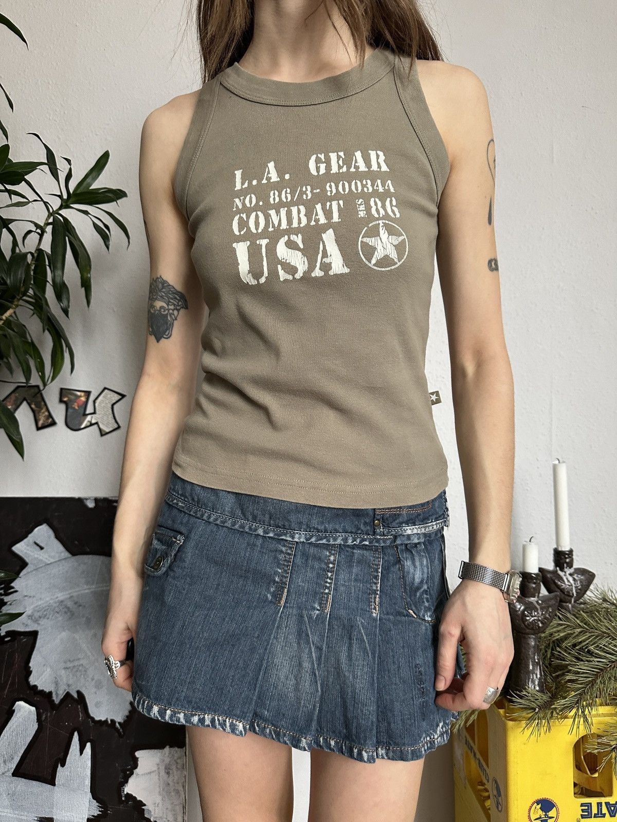 Vintage Vintage Y2K Printed Military Army Usa Tank Top Size L / US 10 / IT 46 - 1 Thumbnail
