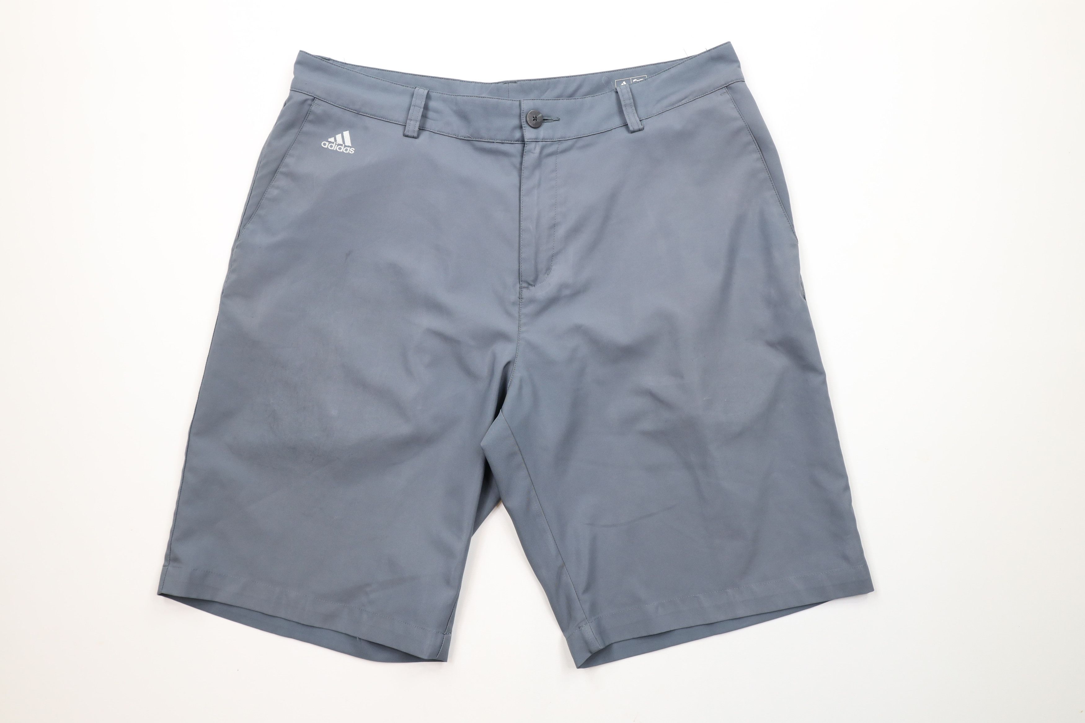Adidas × Vintage Adidas Golf Spell Out Flat Front Golfing Chino Shorts Gray Size US 34 / EU 50 - 1 Thumbnail