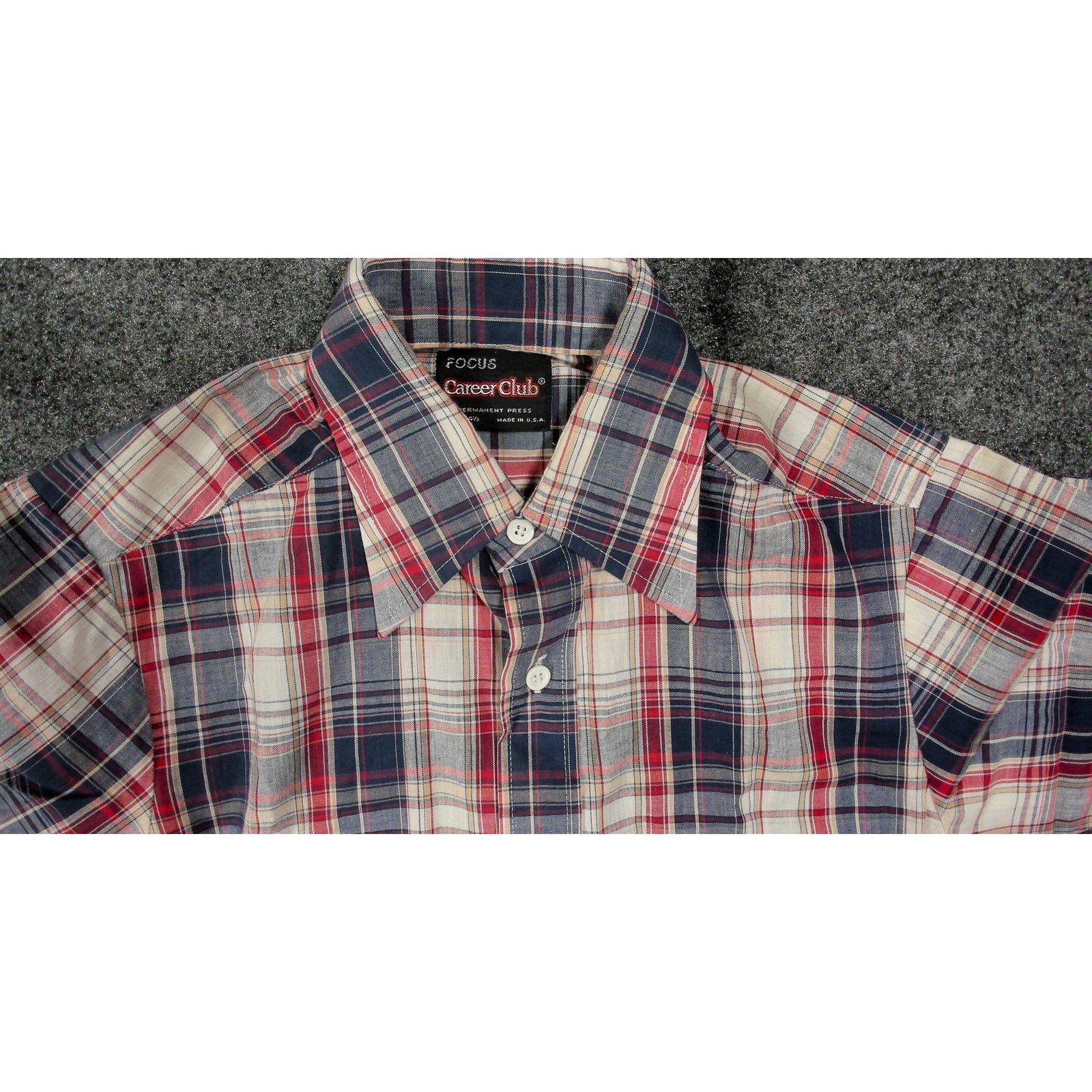 Vintage VTG 1970s Career Club Flat Pastel Plaid Dagger Collar Shirt Size US S / EU 44-46 / 1 - 8 Thumbnail