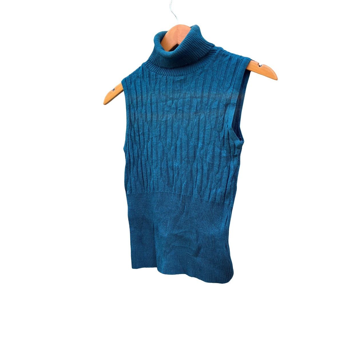 Morgan Homme Morgan Tricot Emerald Ribbed Knit Sleeveless Turtleneck Size S / US 4 / IT 40 - 6 Thumbnail