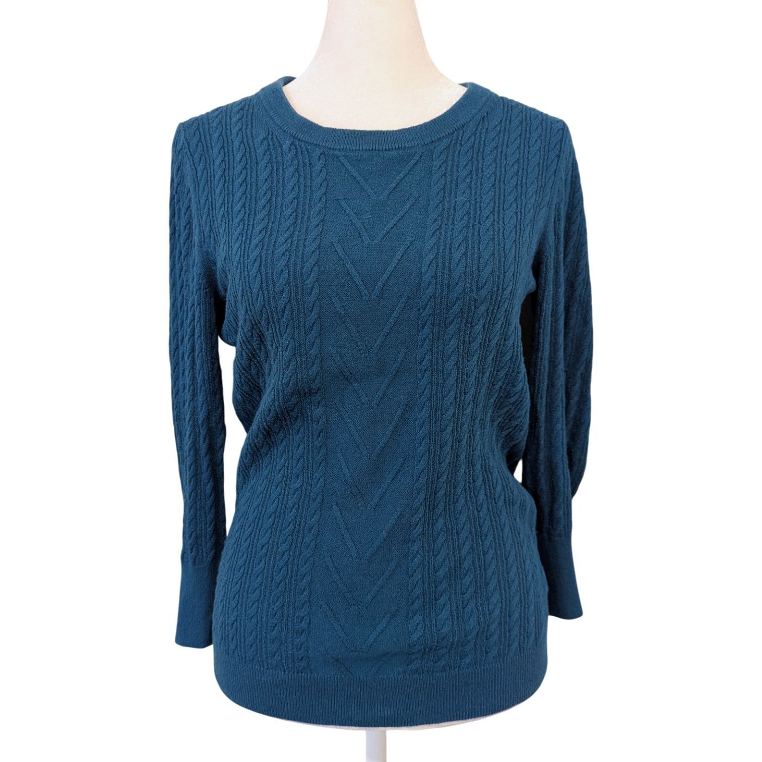 Banana Republic Banana Republic Jewel Tone Blue Cable Knit Sweater Small Size S / US 4 / IT 40 - 1 Thumbnail