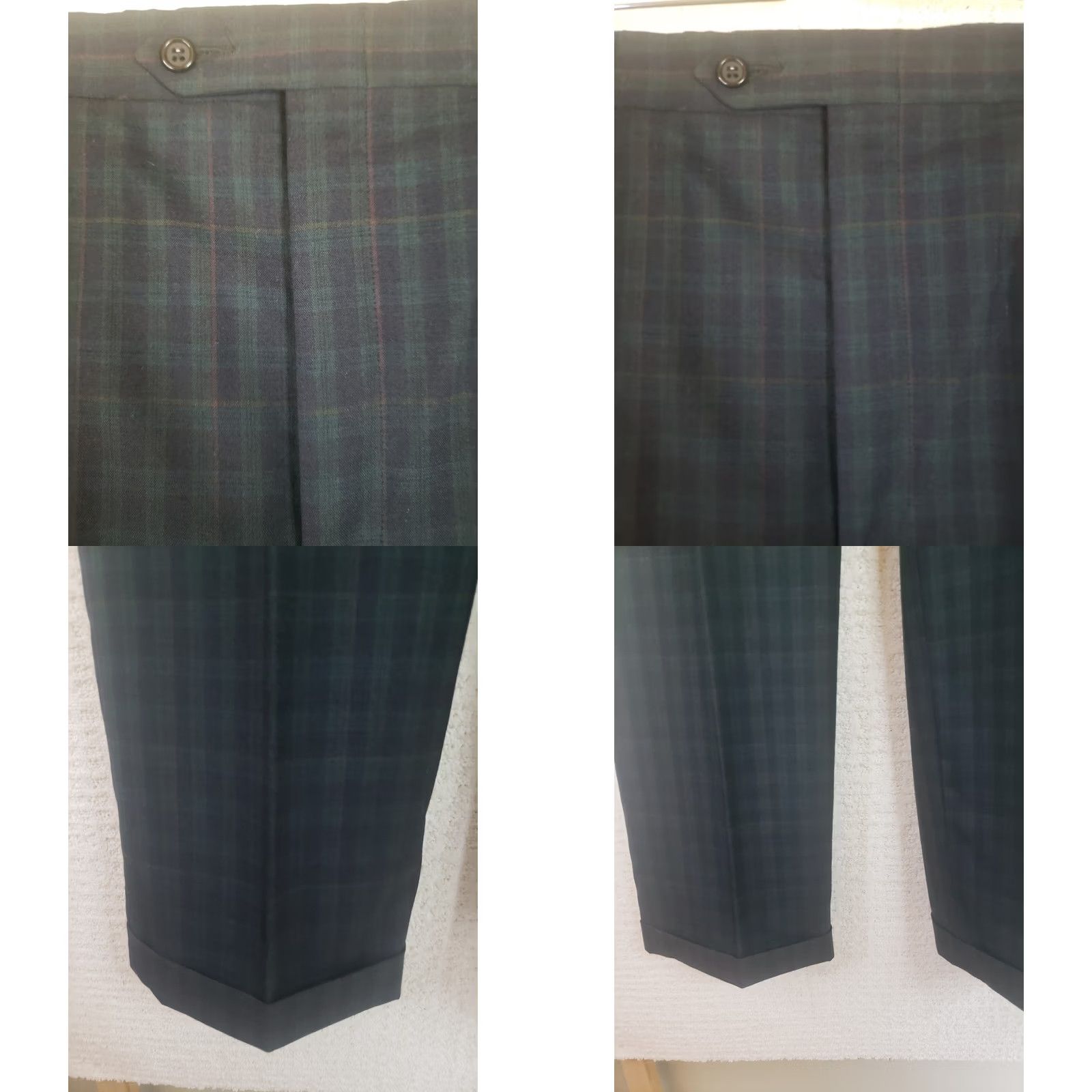 Vintage Mens Corbin Scottish Tartans Pants Green Blue Plaid Wool Casual Flat Front Straight Leg 32X27.5" Size US 32 / EU 48 - 8 Thumbnail