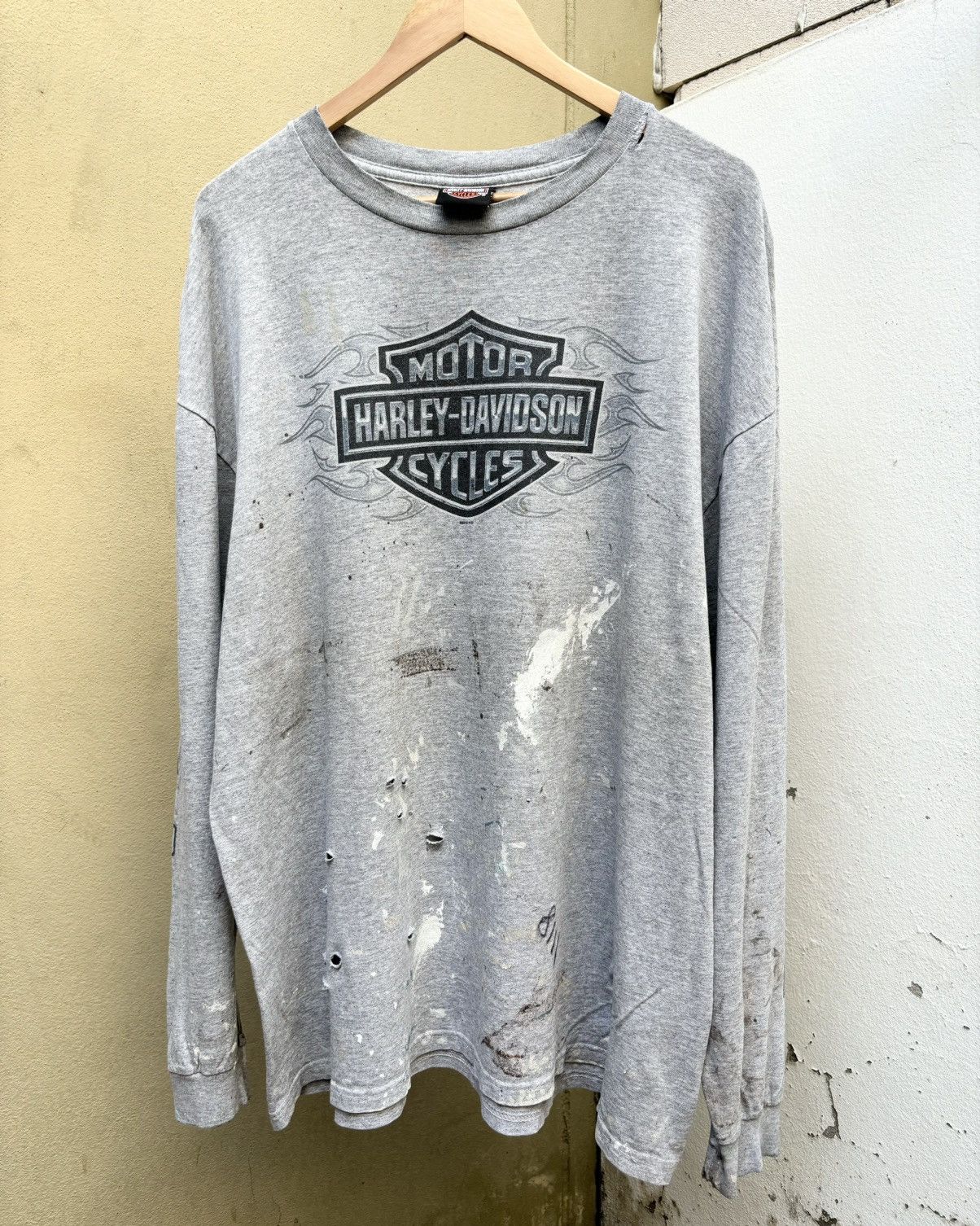 Thrashed Distressed Harley Davidson Long Sleeve