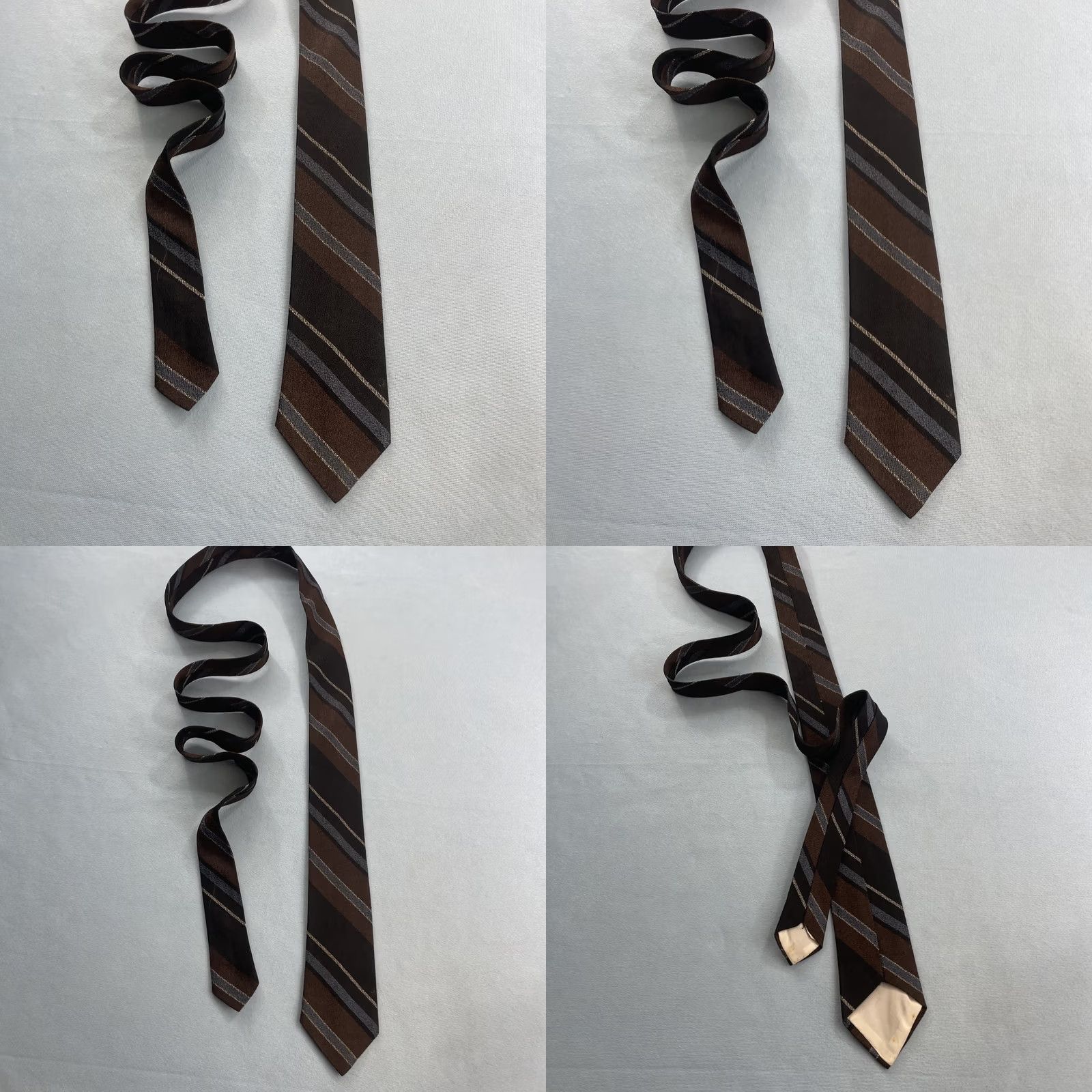 MCM VINTAGE 60s MCM Repp Tie Multi Skinny Stripe MadMen Business Brown Gray 2.5x56 Capsule Necktie) Size ONE SIZE - 10 Thumbnail