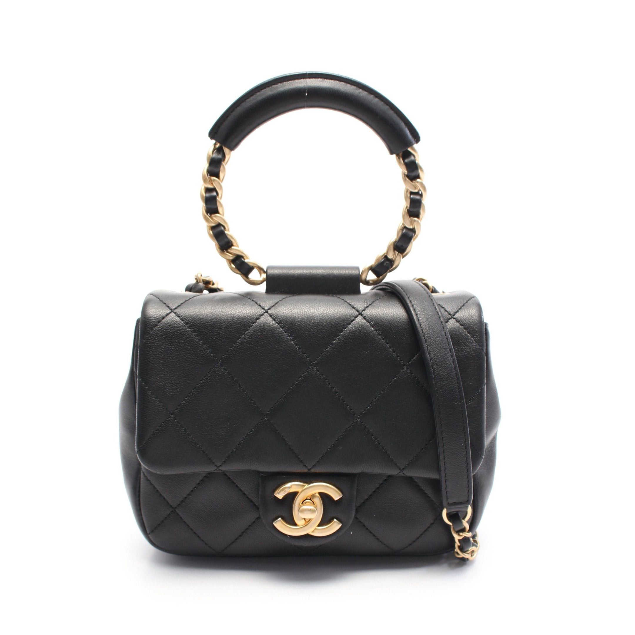 Chanel Chanel Handbag Chain Shoulder Bag Leather Black Gold Hardware Size ONE SIZE - 1 Thumbnail