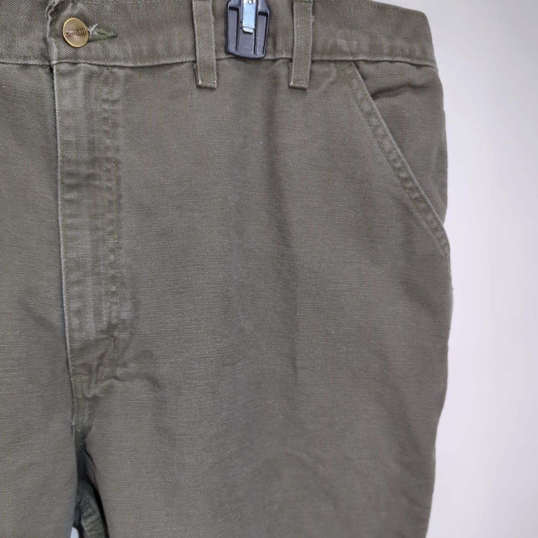 Carhartt Carhartt Work Pants Carpenter 44x30 Green | Men's Regular Bootcut 5-Pocket Canvas Trousers Vintage B11 Size US 44 / EU 60 - 4 Thumbnail