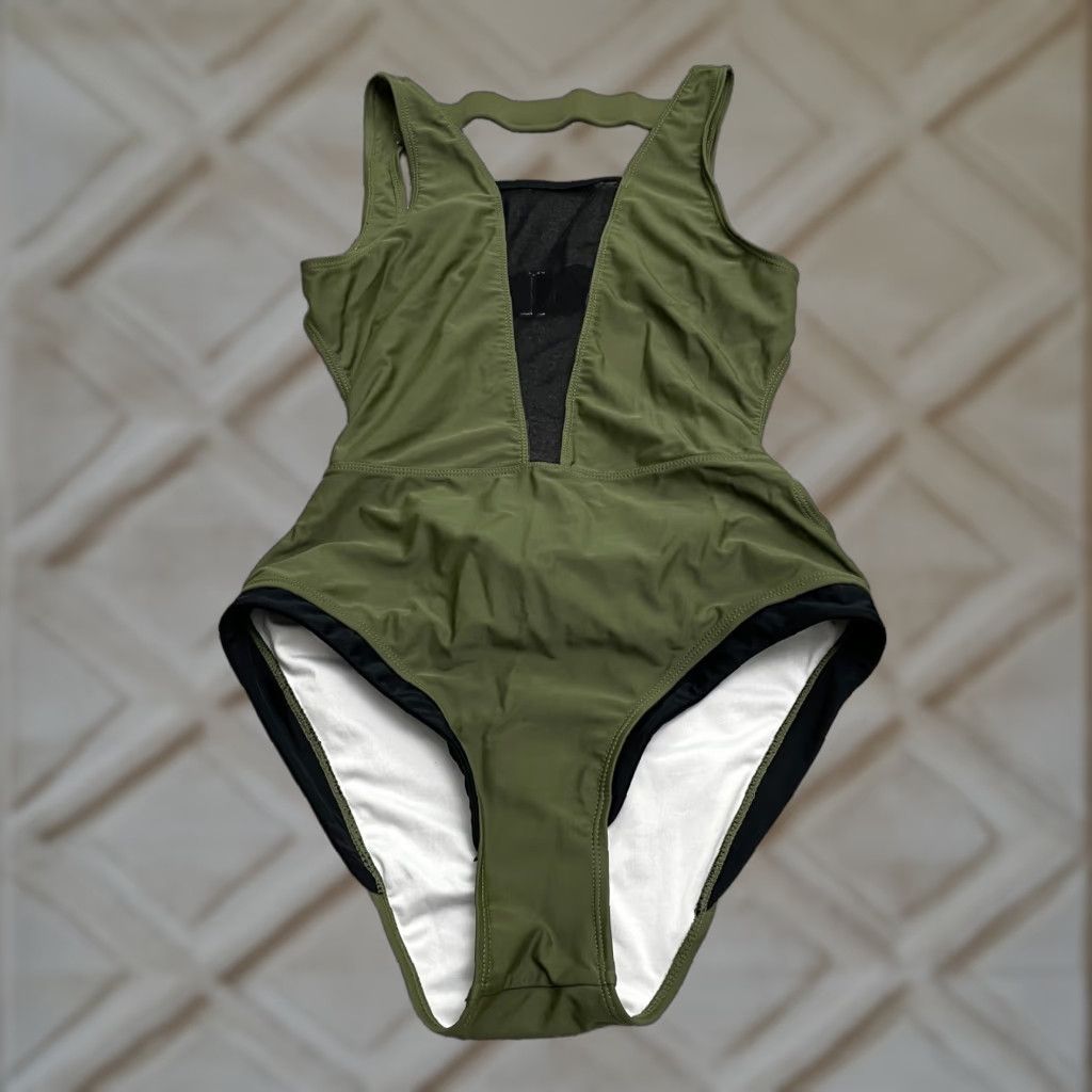 Vintage CUPSHE One Piece Swimwear Bodysuit Women's Medium Green Backless Beach Summer Bathing Suit Adult M Green Backless Women's Size M / US 6-8 / IT 42-44 - 1 Thumbnail