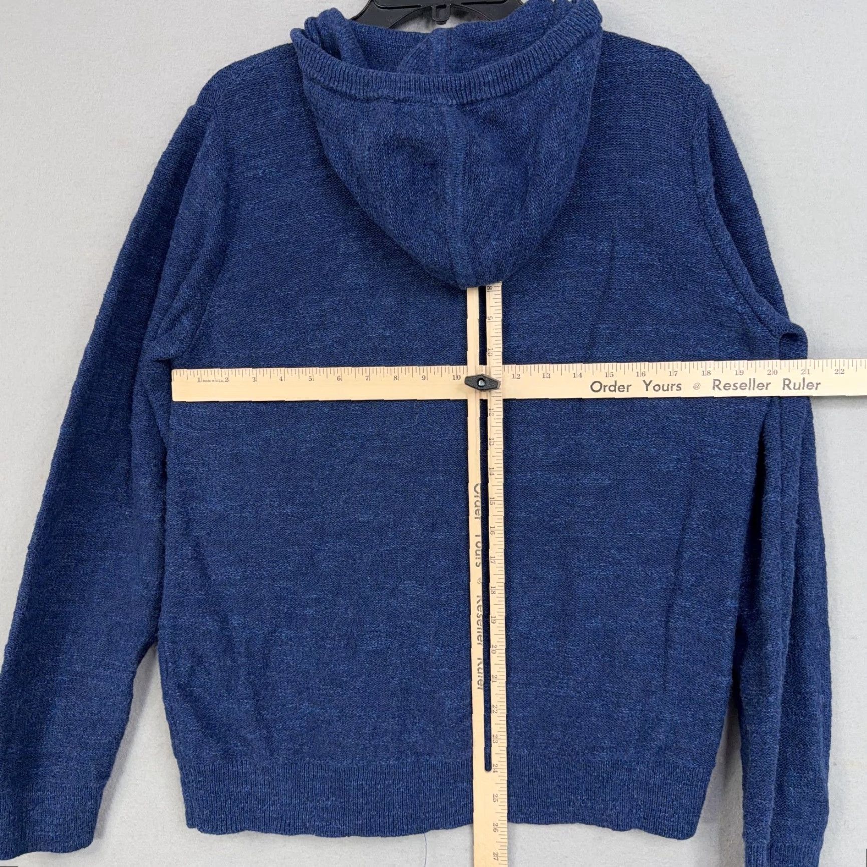 Vintage L.L.Bean Sweater Mens Medium Blue Organic Cotton Full Zip Hooded Cardigan Knit Size US M / EU 48-50 / 2 - 6 Thumbnail
