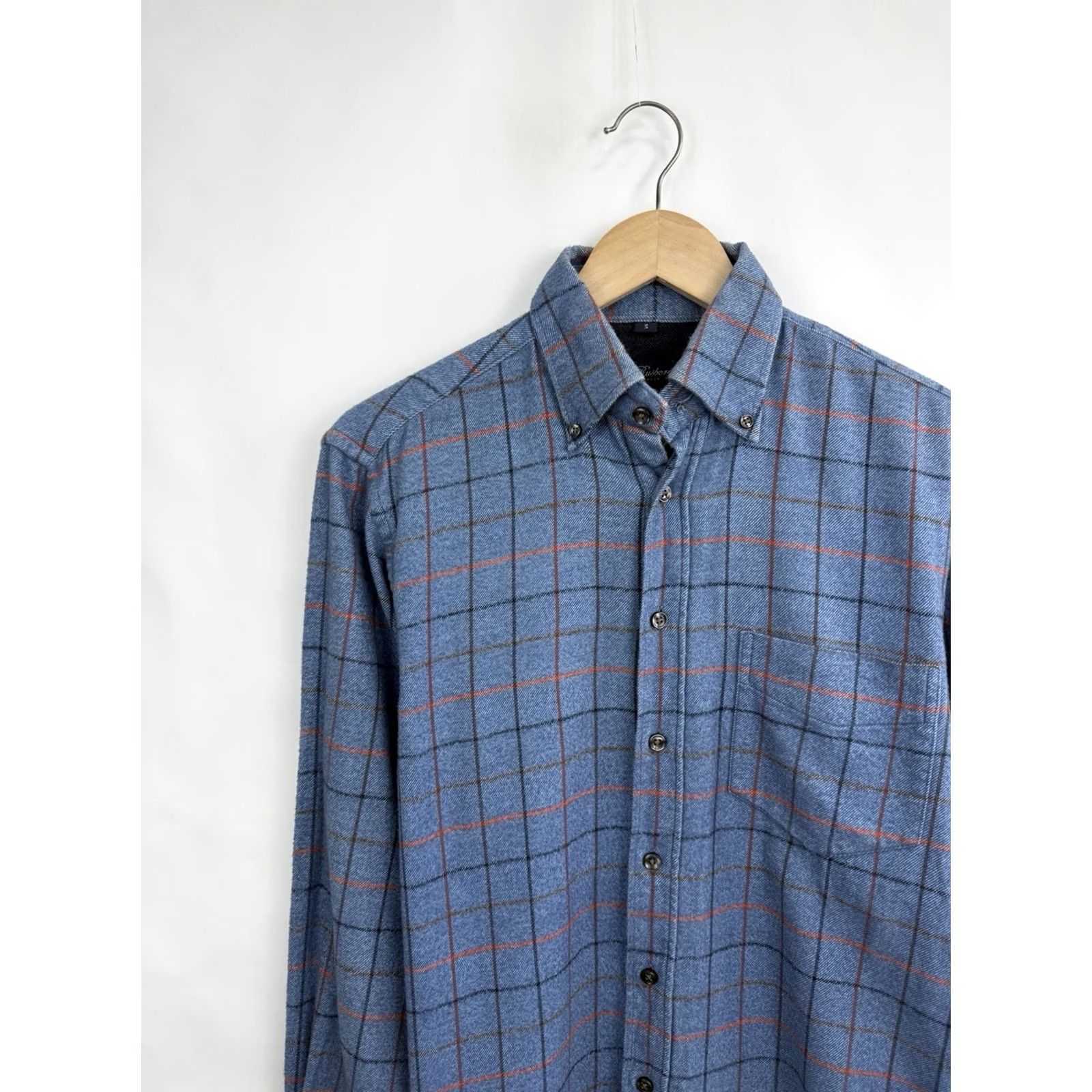 R13 Tom Rusborg Luxury Flannel Shirt S Blue Mens Size US S / EU 44-46 / 1 - 3 Thumbnail