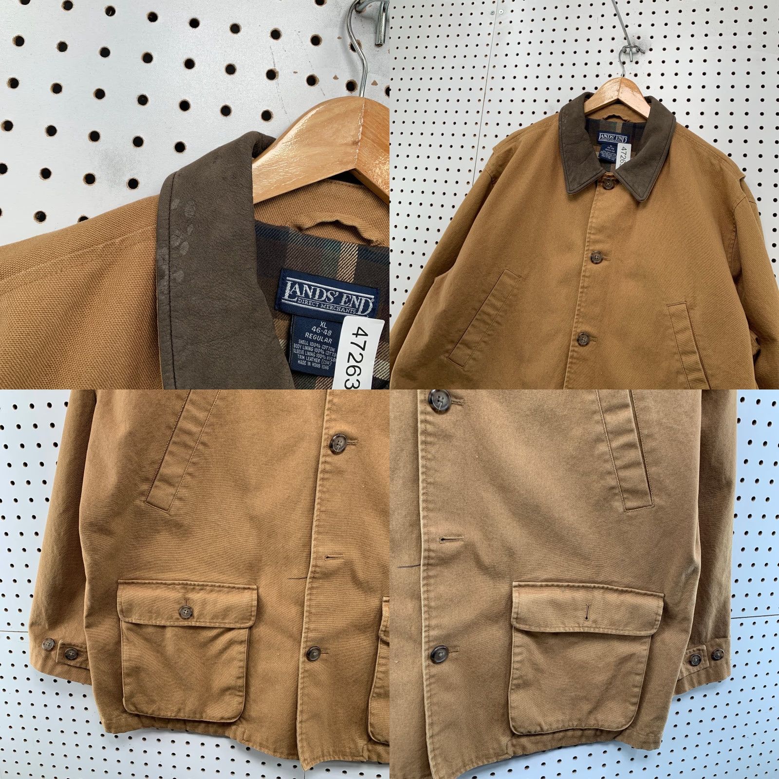 Lands' End VINTAGE Lands End Coat Mens XL Brown Canvas Barn Chore Flannel Plaid Leather Size US XL / EU 56 / 4 - 8 Thumbnail