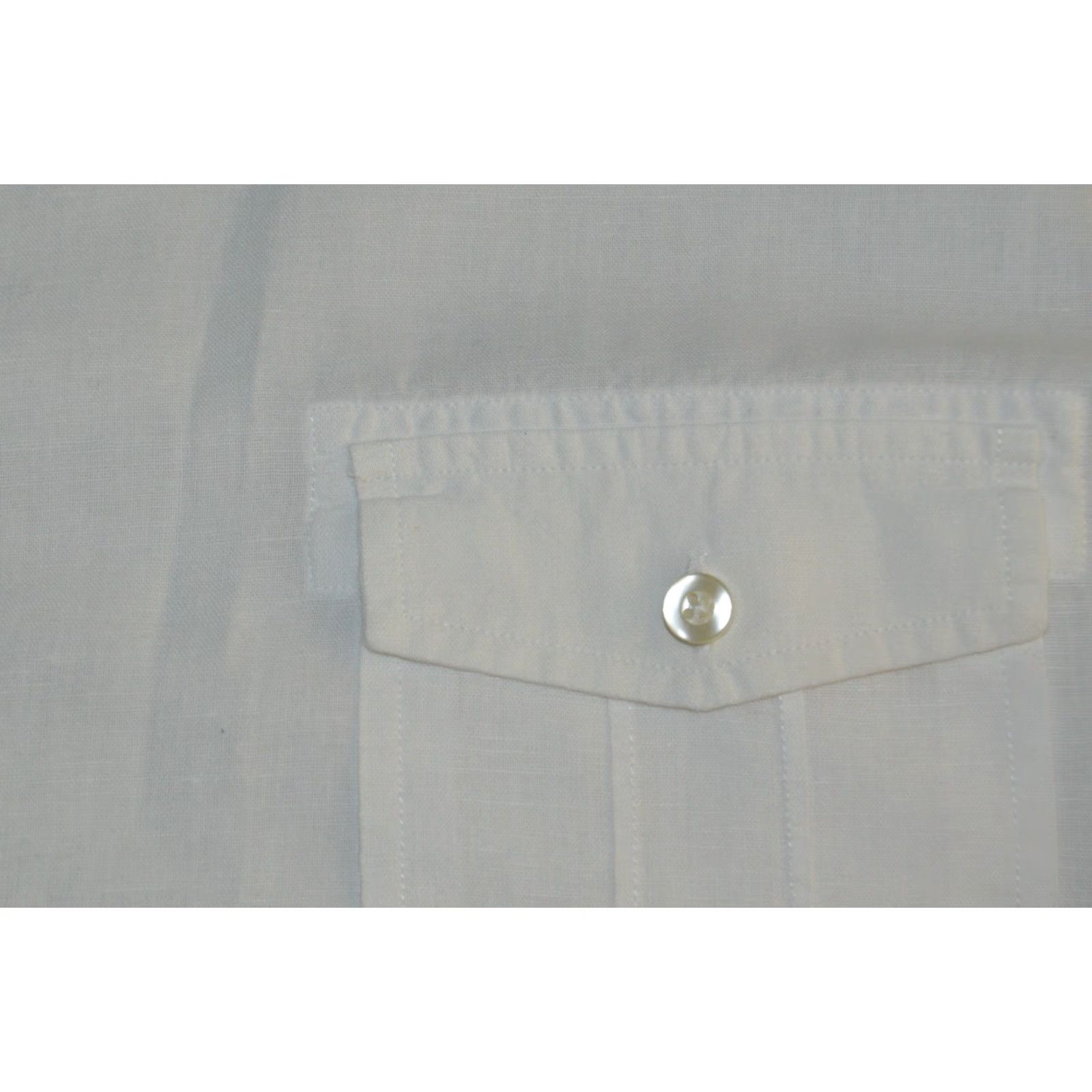 Liz Claiborne CLAIBORNE Shirt XL White Linen Blend Button-Up Short Sleeve Casual Mens Size US XL / EU 56 / 4 - 4 Thumbnail