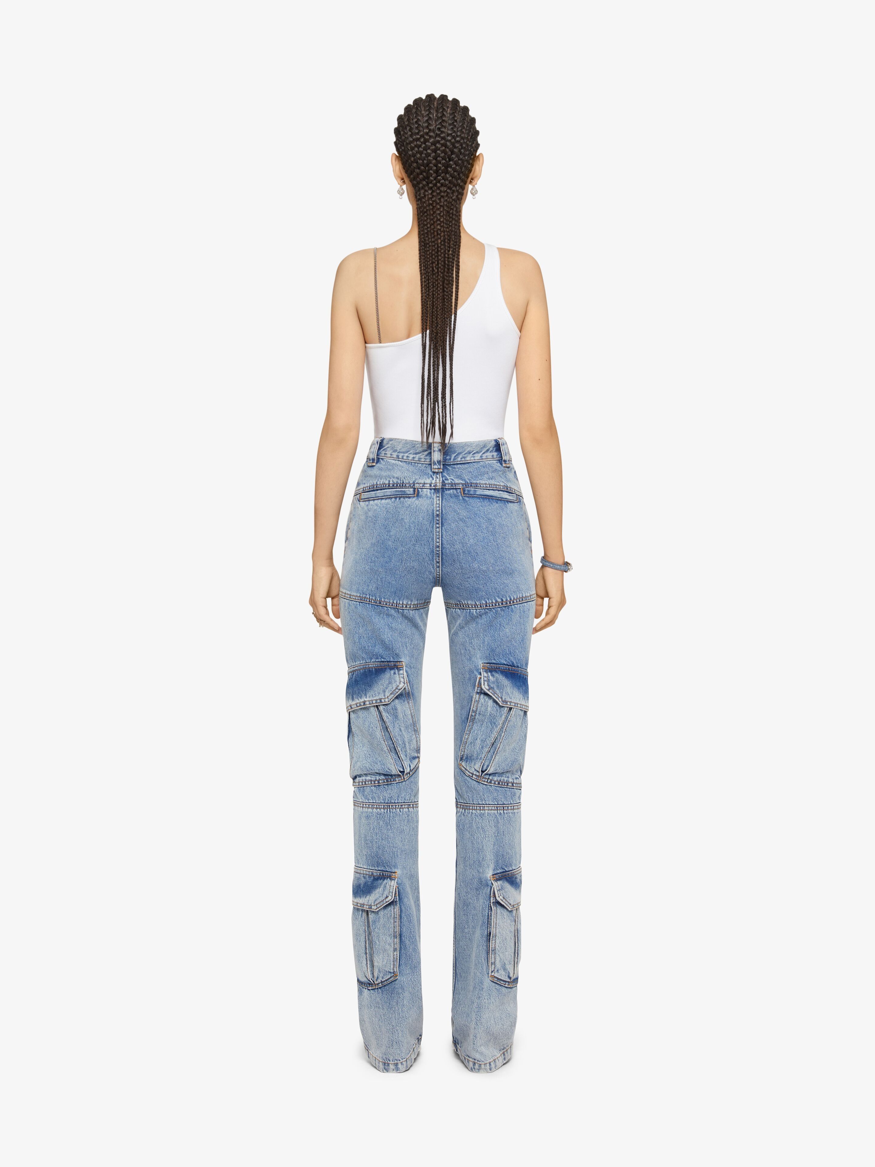 Givenchy o1y0925 Cargo Denim Pant in Blue Size 25" / US 0 / IT 36 - 4 Thumbnail