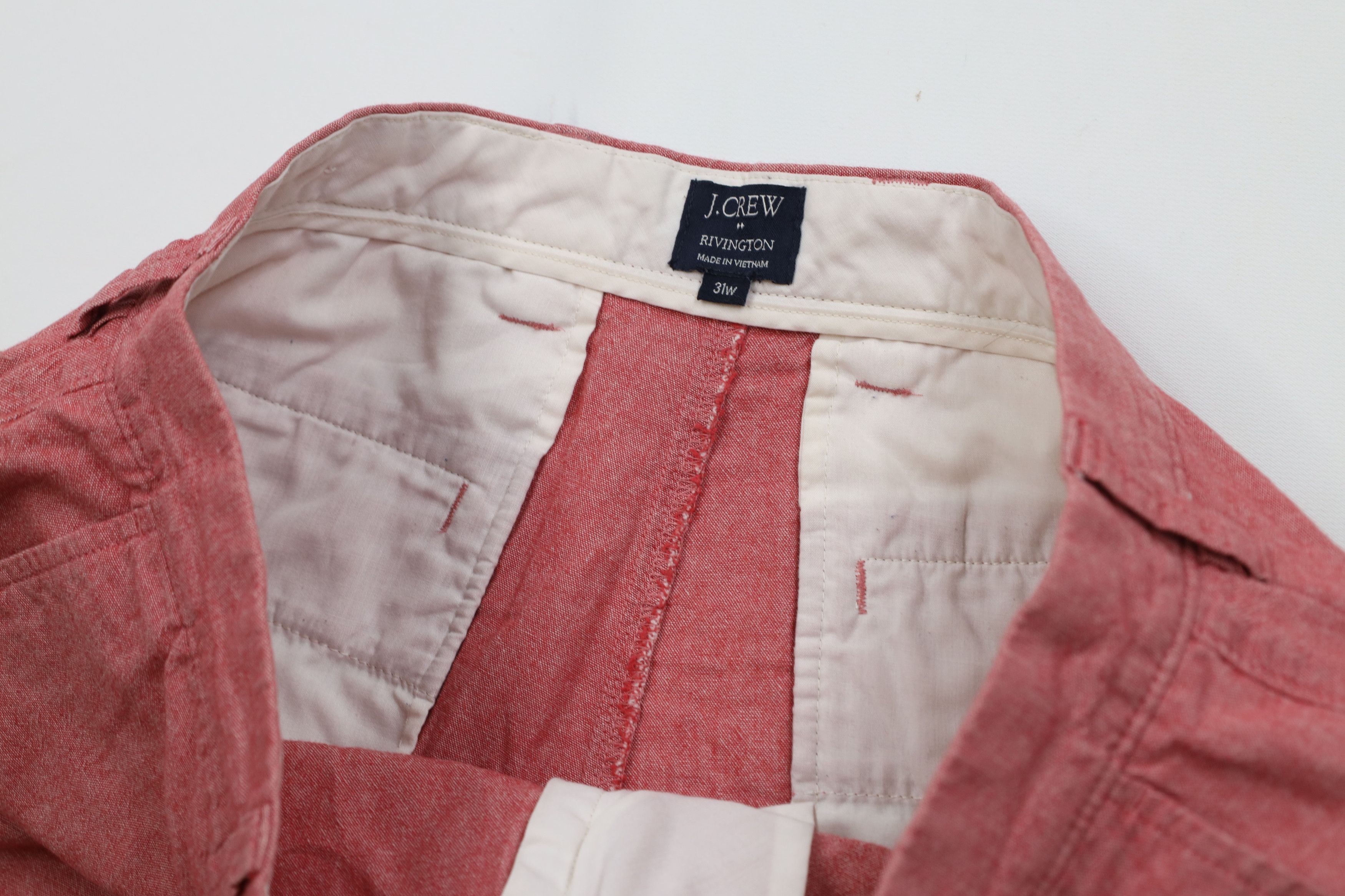 J.Crew J Crew Rivington Chambray Above Knee Chino Shorts Red Cotton Size US 31 - 6 Thumbnail