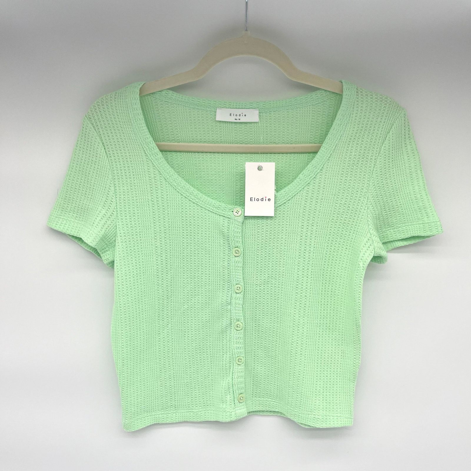Unknown London ELODIE NWT Waffle Knit Short Sleeve ButtonUp Crop Top Medium Size M / US 6-8 / IT 42-44 - 1 Thumbnail