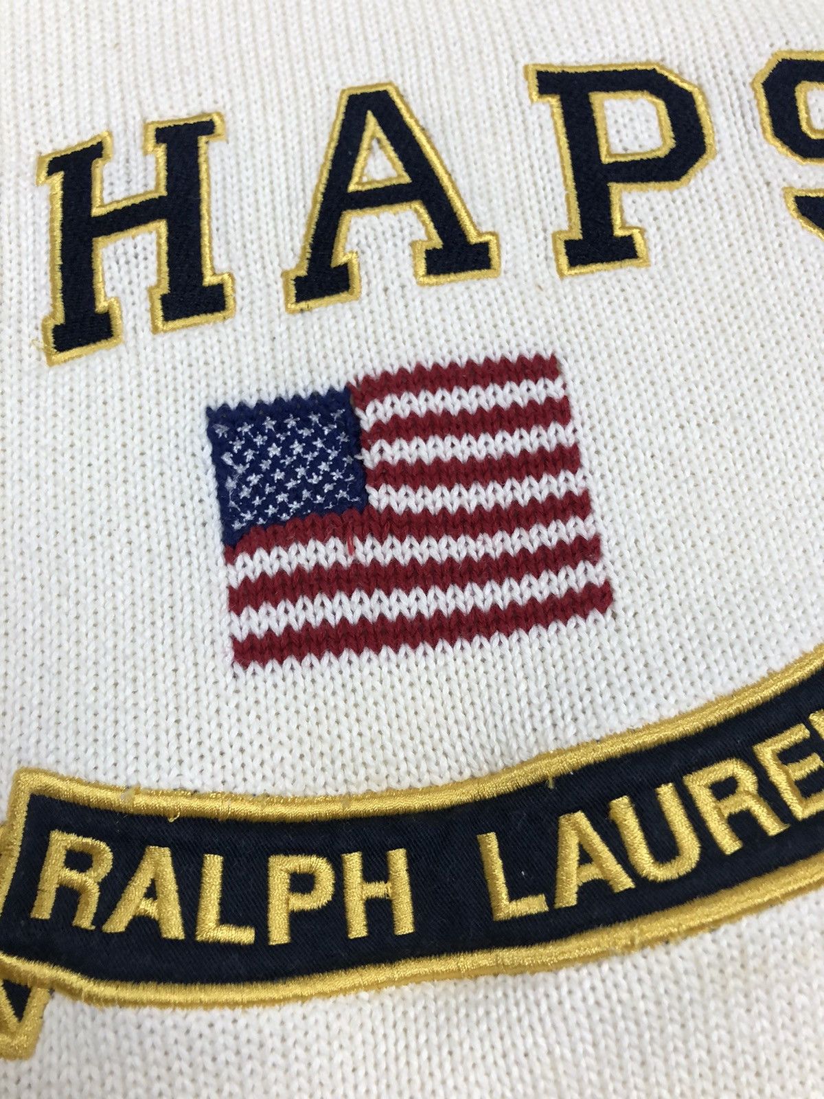 Chaps Ralph Lauren × Vintage Vintage Ralph Lauren Chaps USA Flag Big Logo Sweater Size US XL / EU 56 / 4 - 8 Thumbnail