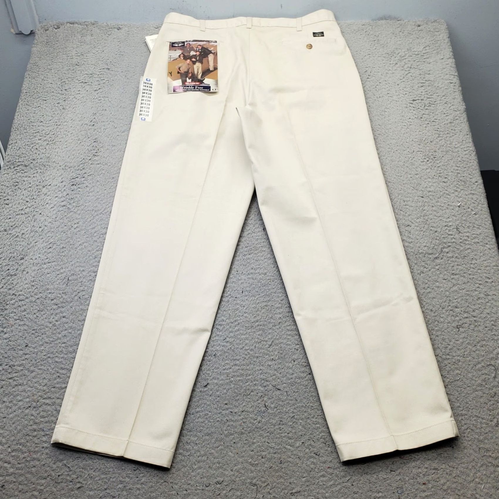 Vintage Flyers Pants Mens Size 36 Tan 100% Cotton Low Waist Relaxed Fit Wrinkle Free Straight Khakis Size US 36 / EU 52 - 2 Thumbnail