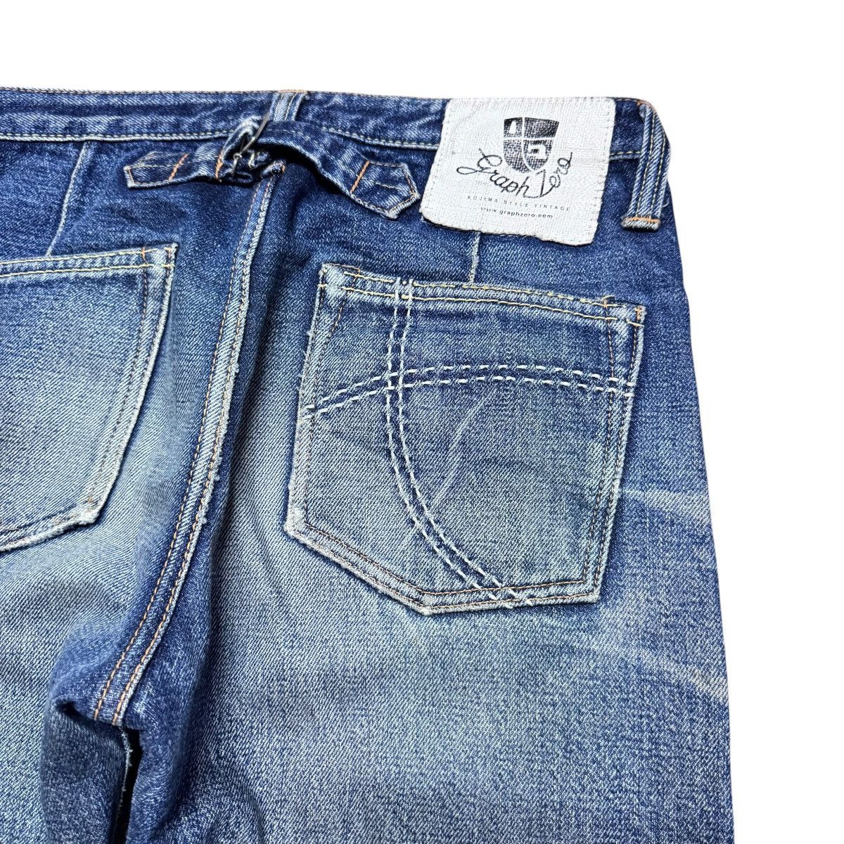 Jelado 17oz Graph Zero Distressed Denim Selvedge Jeans Natural Fade Size US 30 / EU 46 - 14 Thumbnail