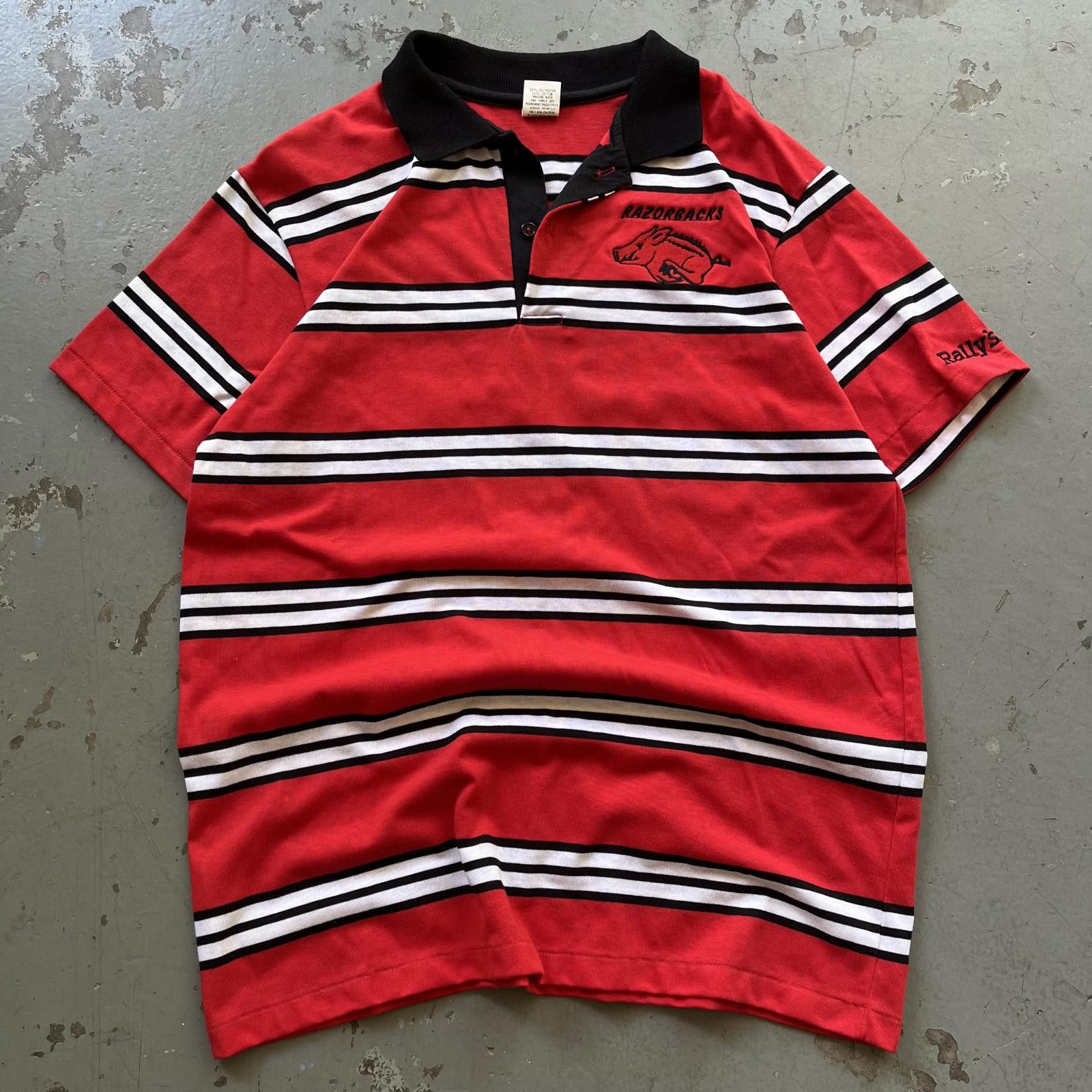 Vintage Vintage 80s Deadstock Arkansas Razorbacks Polo Striped Shirt Size US XL / EU 56 / 4 - 1 Thumbnail