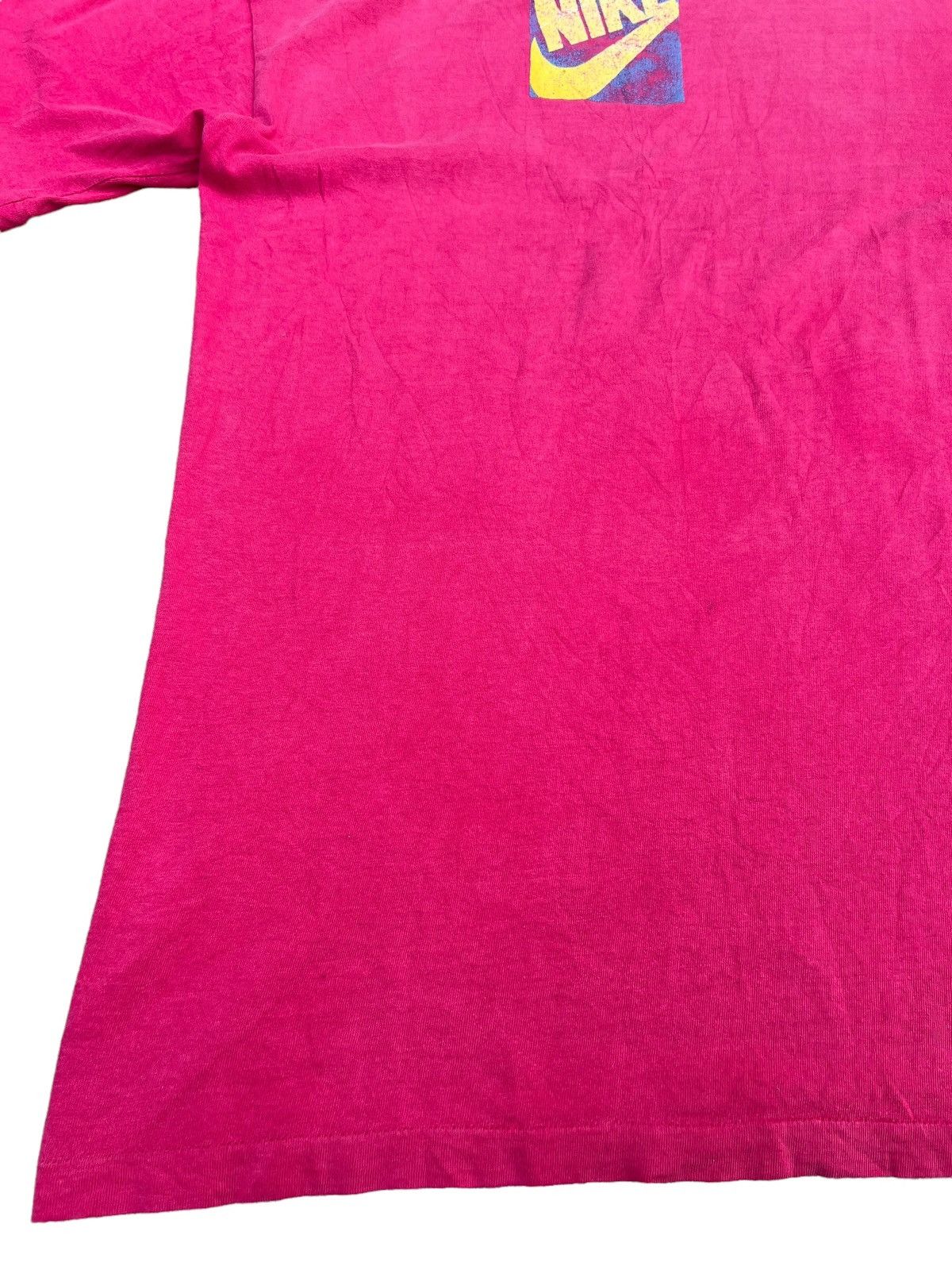 Nike Vintage 90s Nike Grey Tag Jordan Distress Sun Fade Pink tee Size US M / EU 48-50 / 2 - 13 Thumbnail