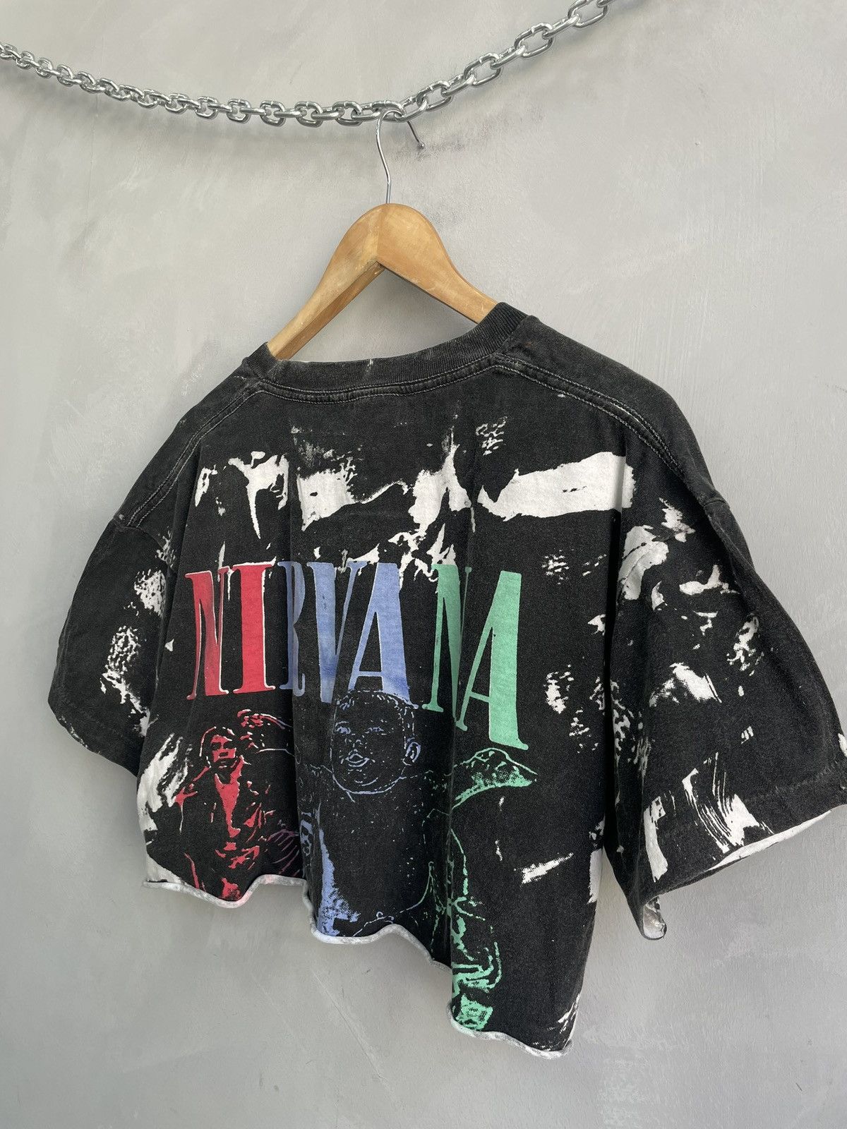 Nirvana Nirvana cropped custom 90s over print tee singlestitch Size US M / EU 48-50 / 2 - 9 Thumbnail