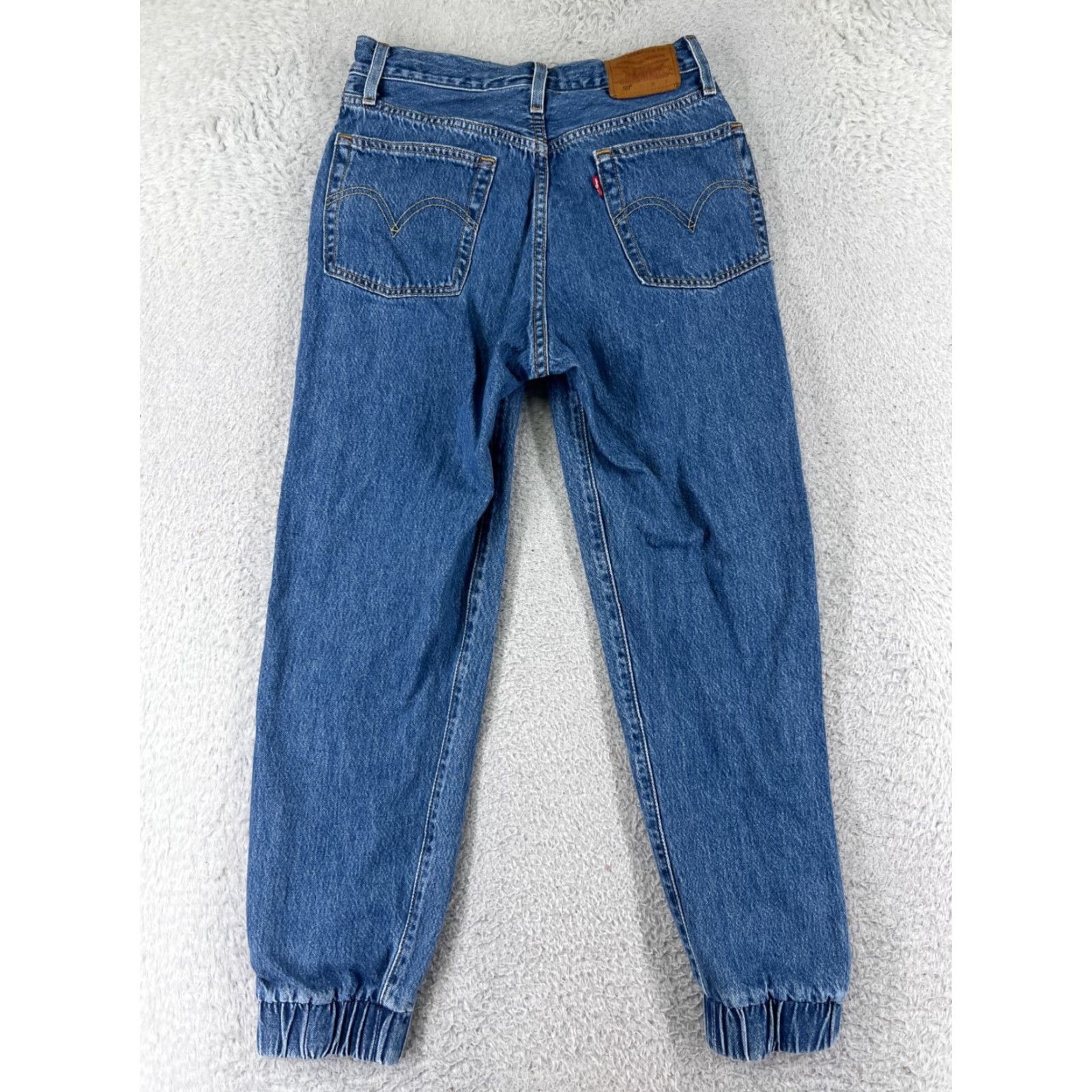 Levi's Levi's Jeans 501 Blue Denim Jeans Jogger 25x24 Regular 5-Pocket USA Button Drawstring Medium Wash Size US 26 / EU 42 - 2 Thumbnail