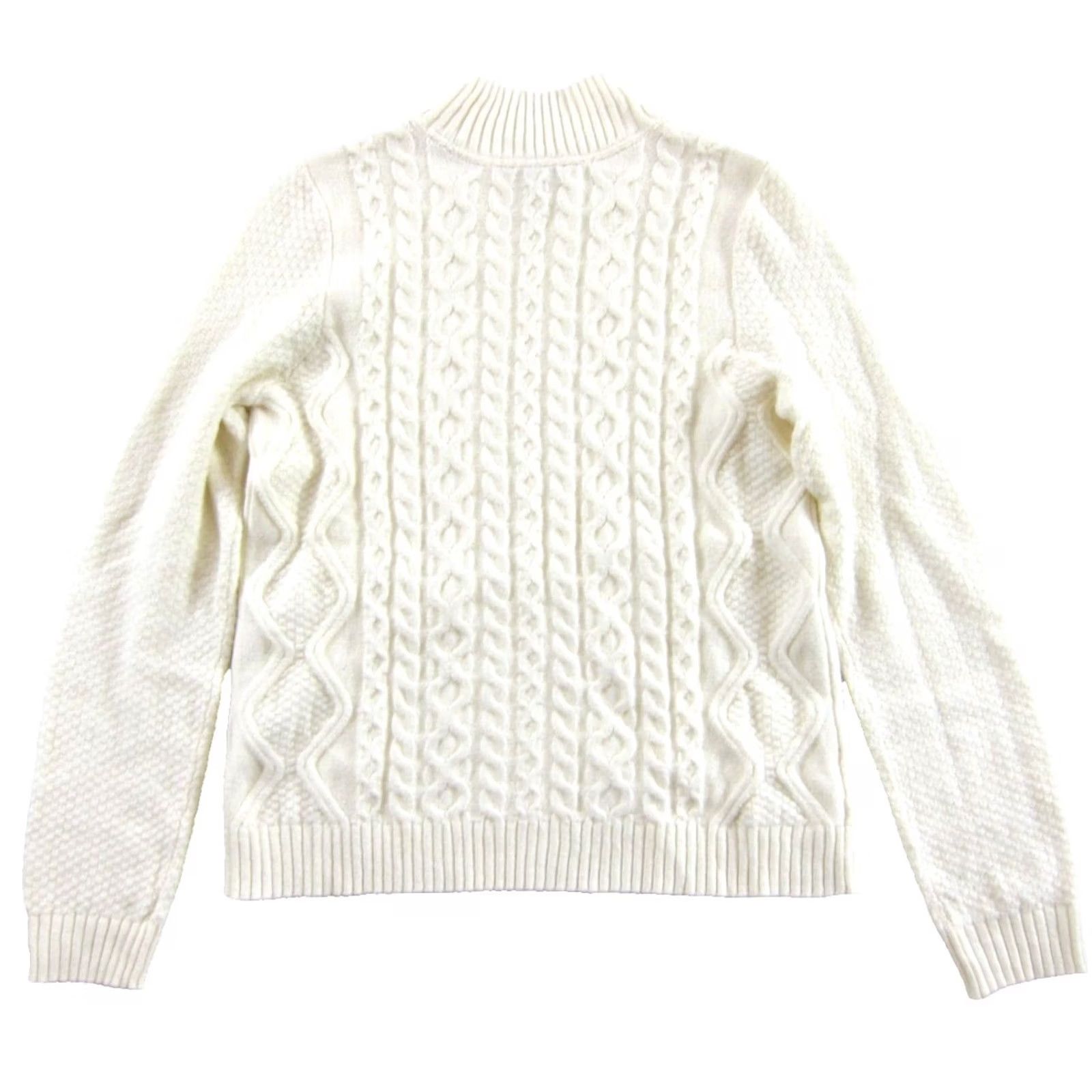 J. Jill J. Jill Sweater Cotton Knit Mock Neck Cable Knit Ivory Small Womens Pullover, 53% cotton 47% nylon, Machine Washable, Relaxed Fit, Vintage No Size S / US 4 / IT 40 - 2 Thumbnail